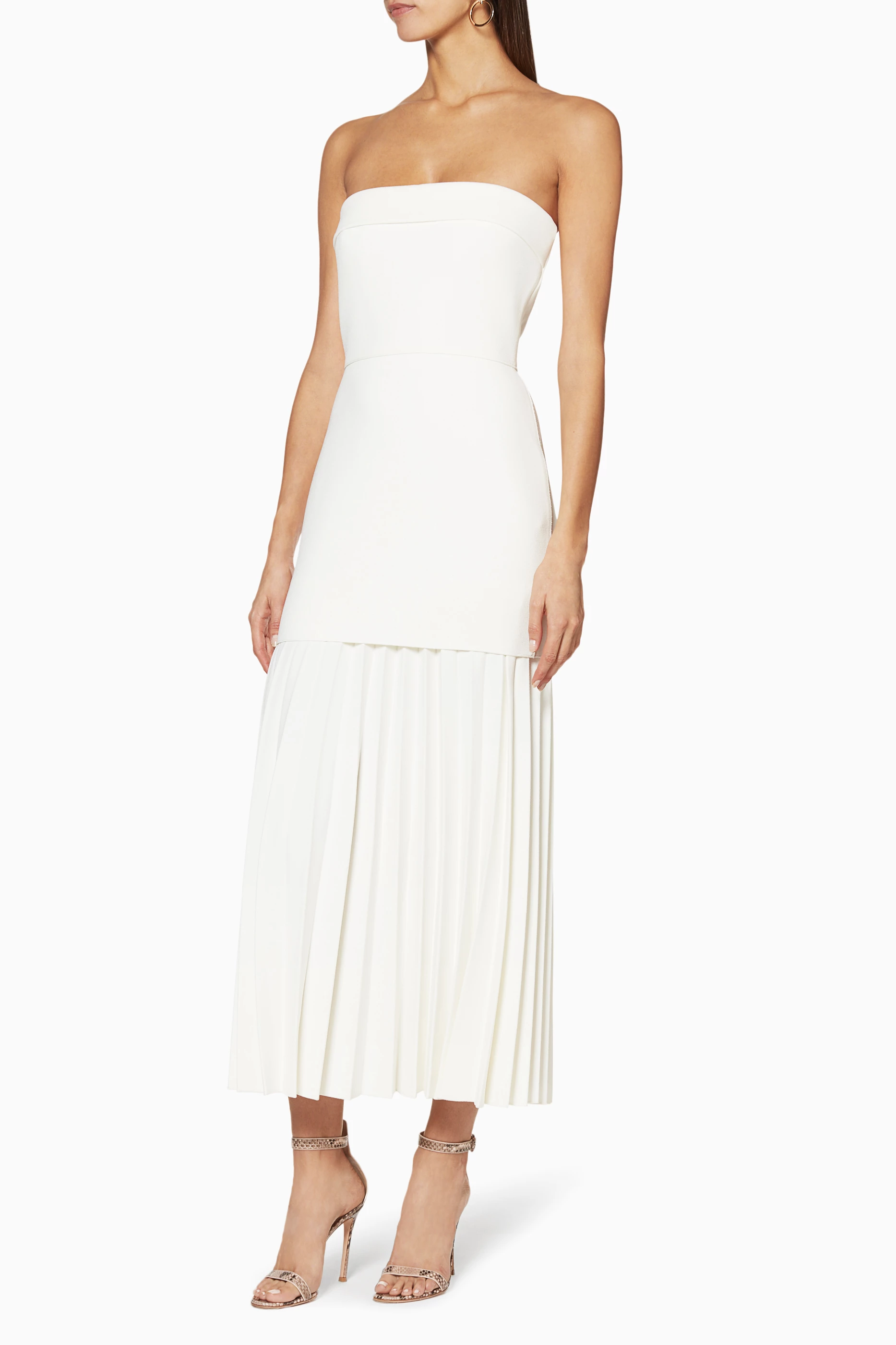 Dion lee linear crepe pleat hot sale strapless dress