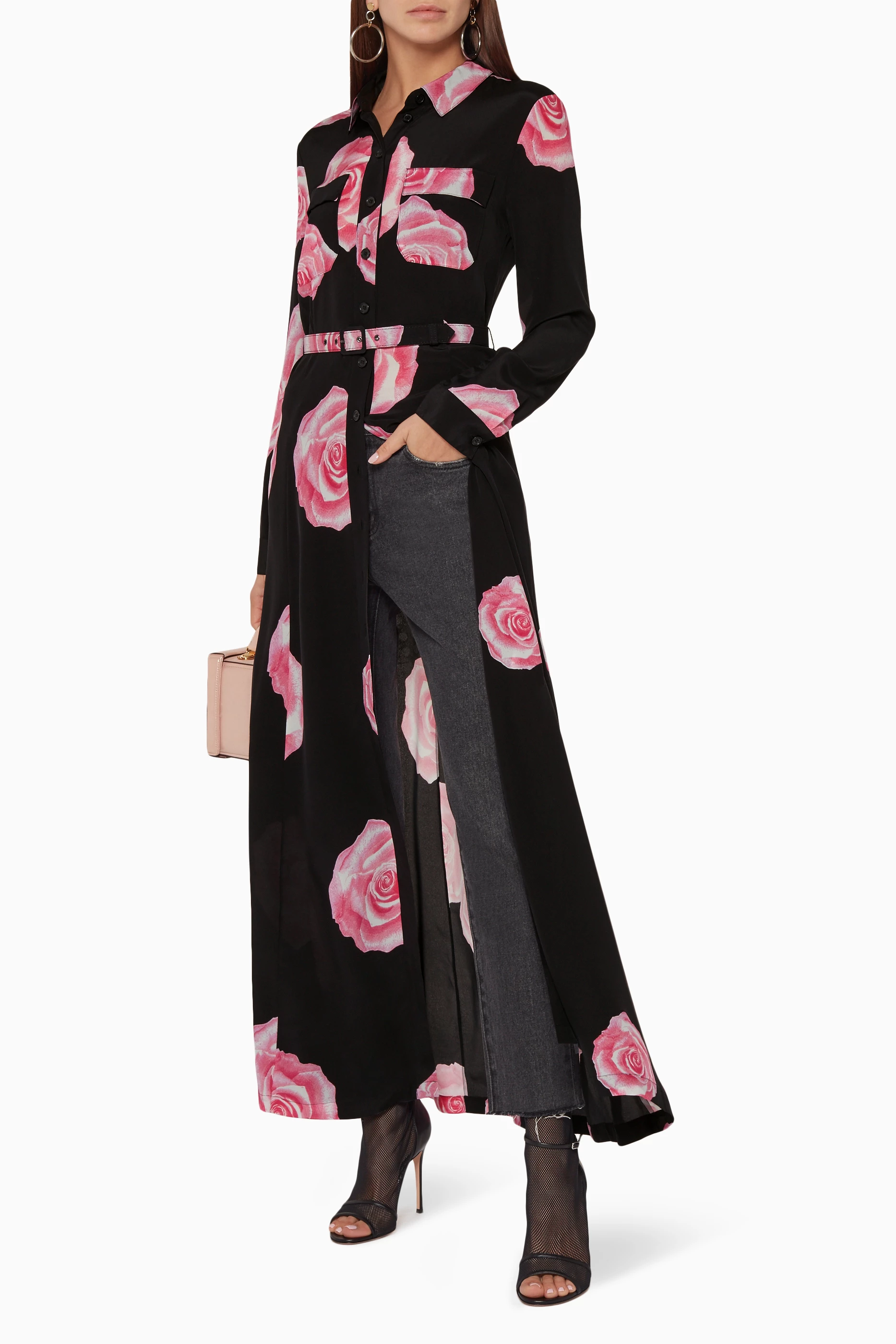 Buy Ganni Black Black Fayette Silk Maxi Dress for Women in Kuwait