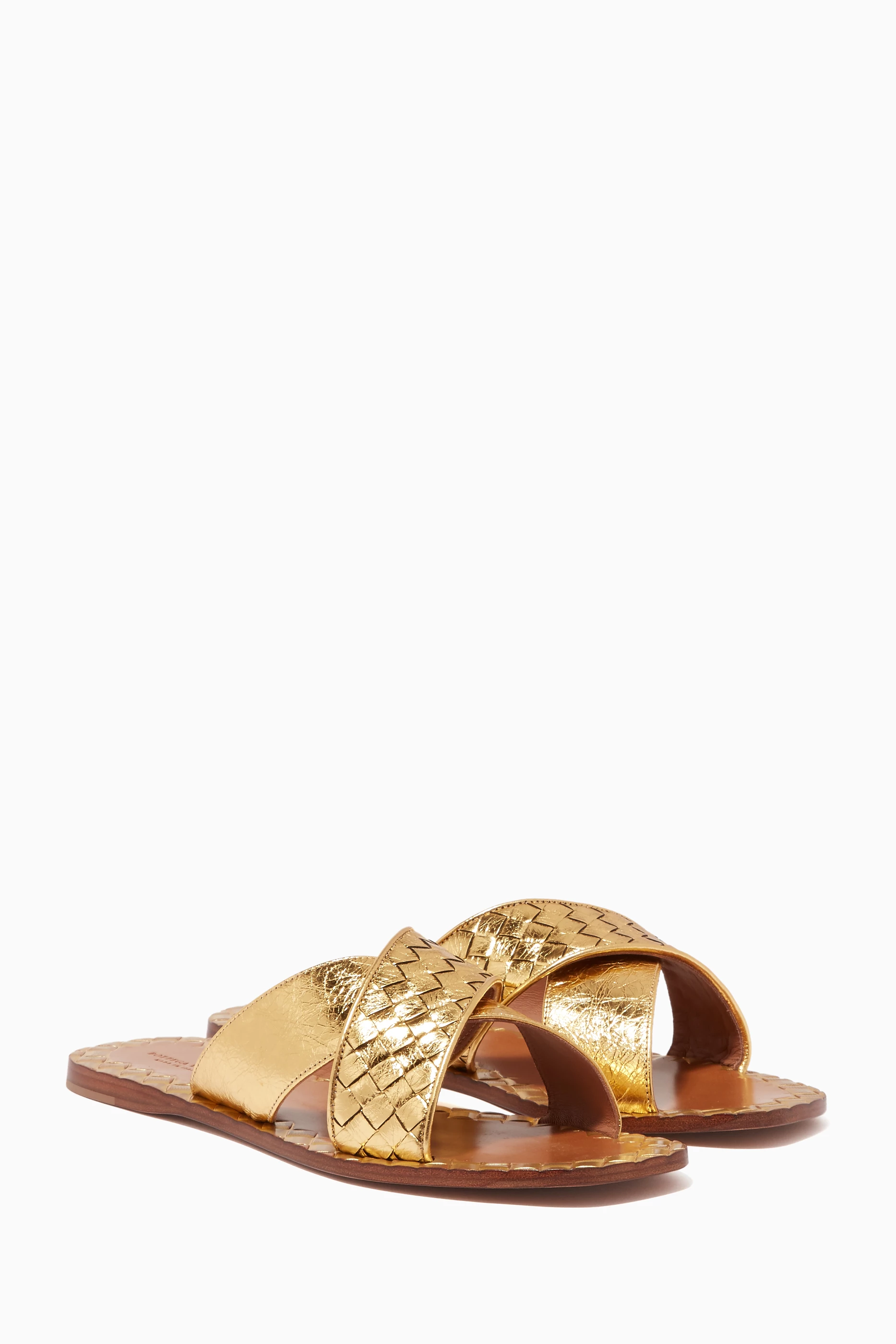 Buy Bottega Veneta Gold Metallic Gold Intrecciato Criss Cross