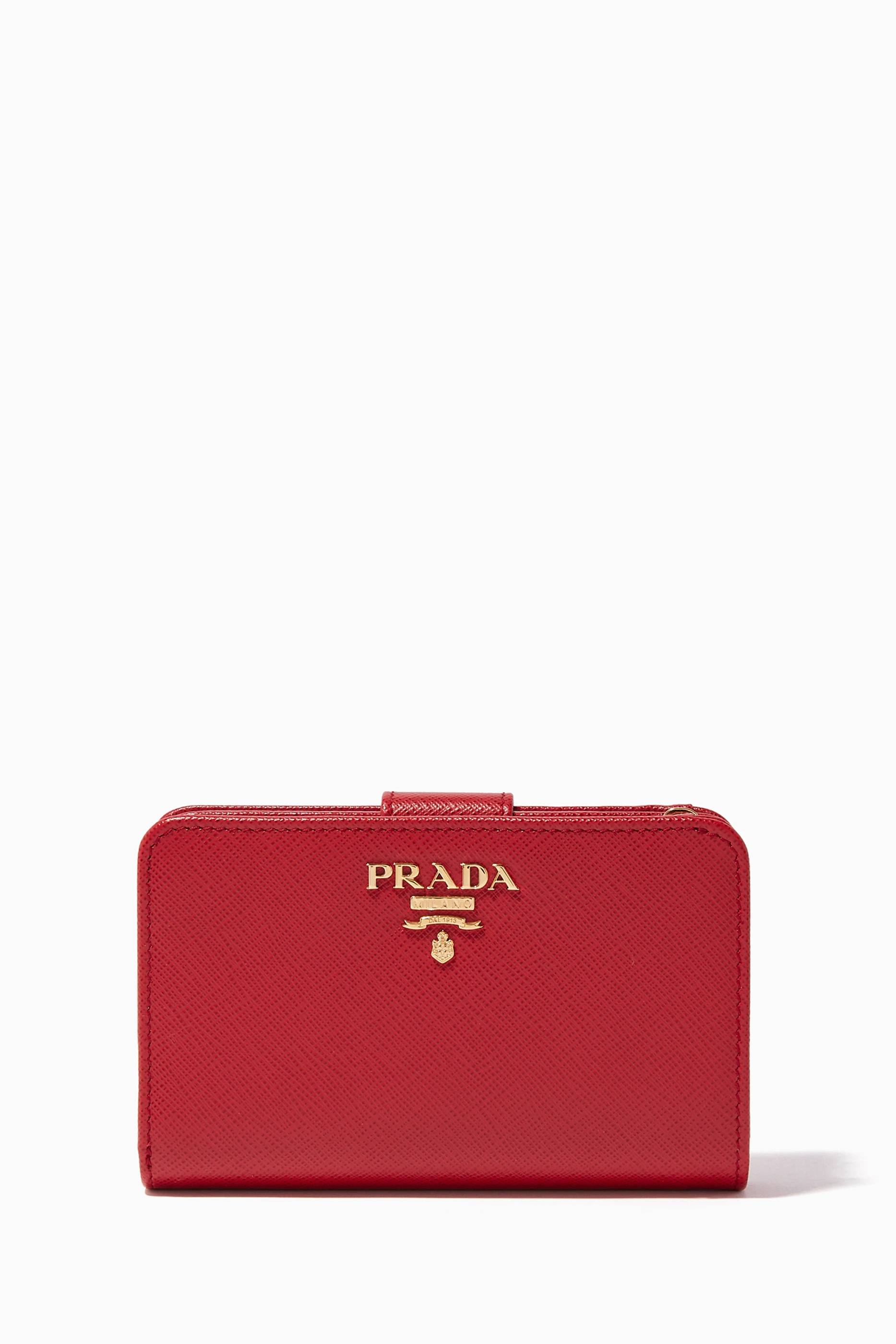Shop Prada Red Red Saffiano-Leather Zip-Around Wallet for WOMEN | Ounass  Kuwait