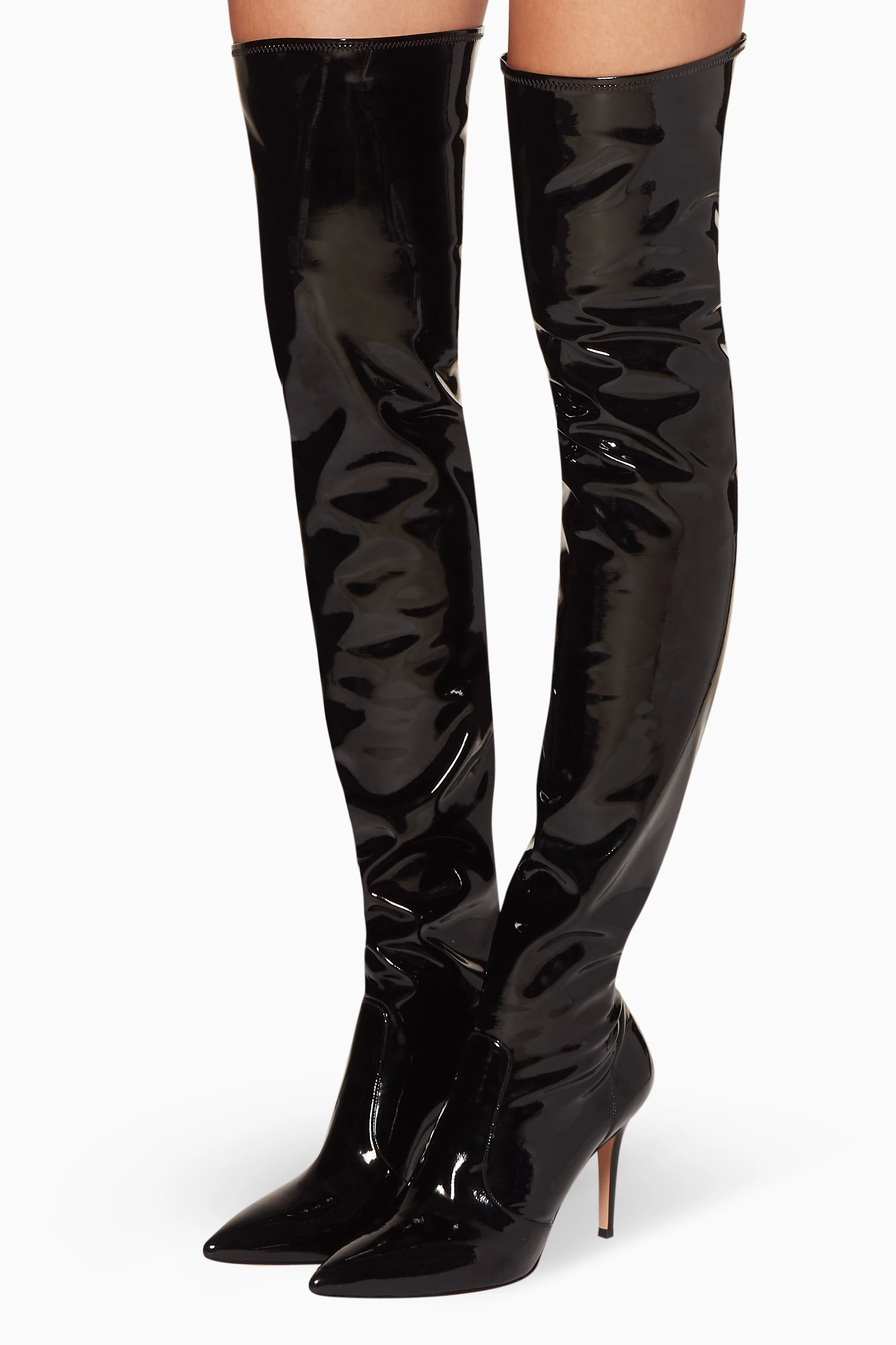 Buy Gianvito Rossi Black Black Vinyl Imogen Over The Knee Boots