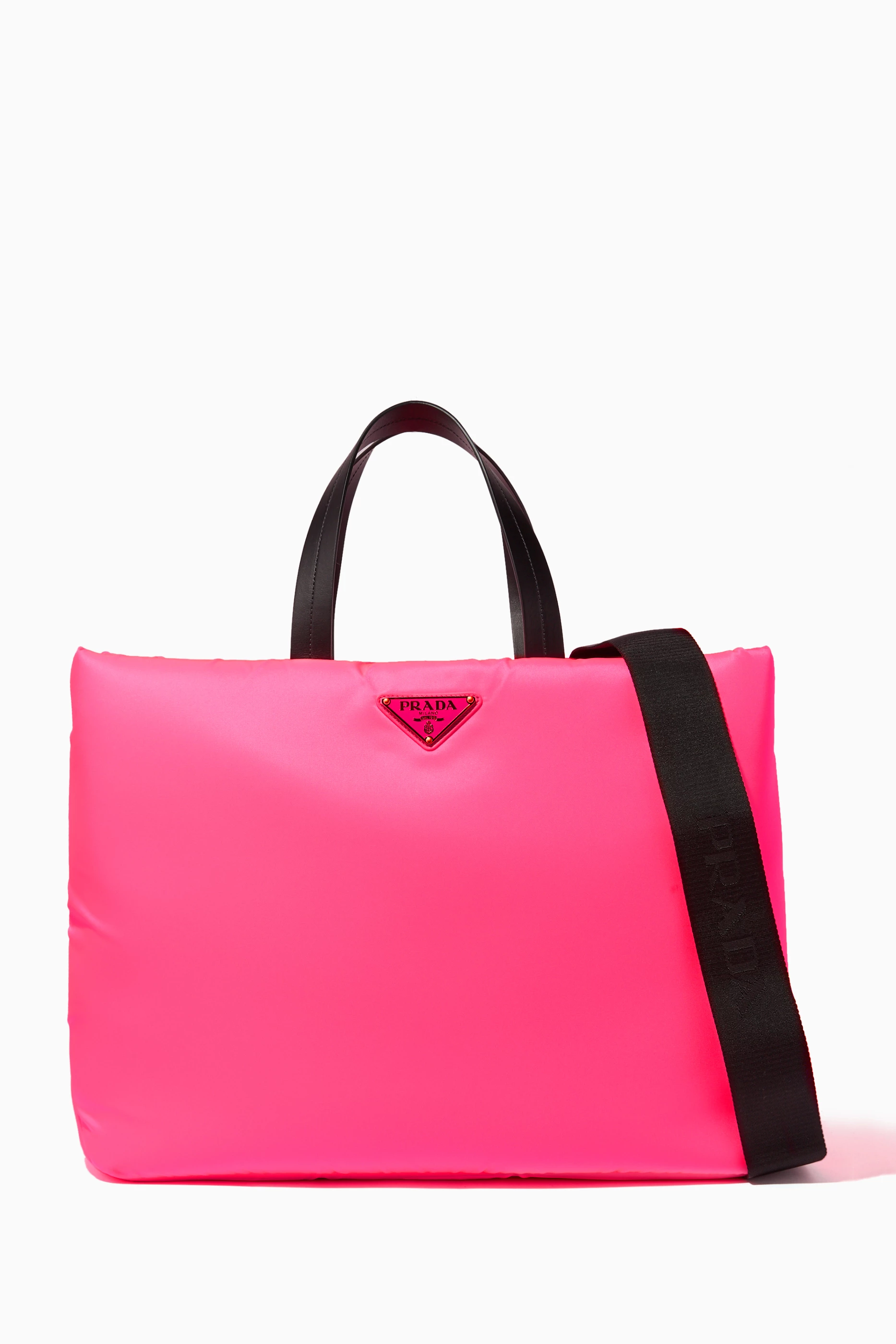 Buy Prada Pink Bright Pink Large Nylon Tote Bag for Women in