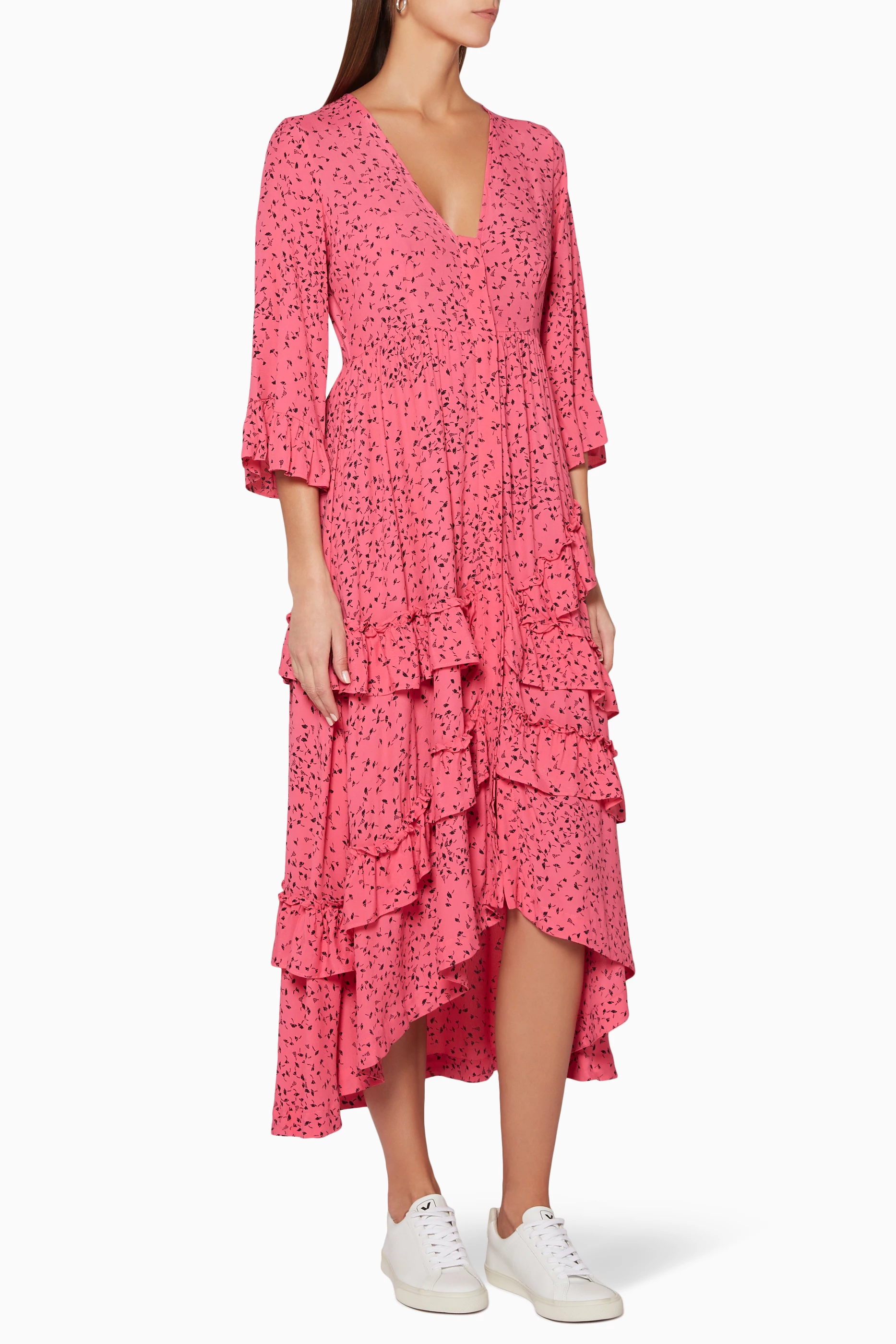 Ganni barra 2025 crepe wrap dress