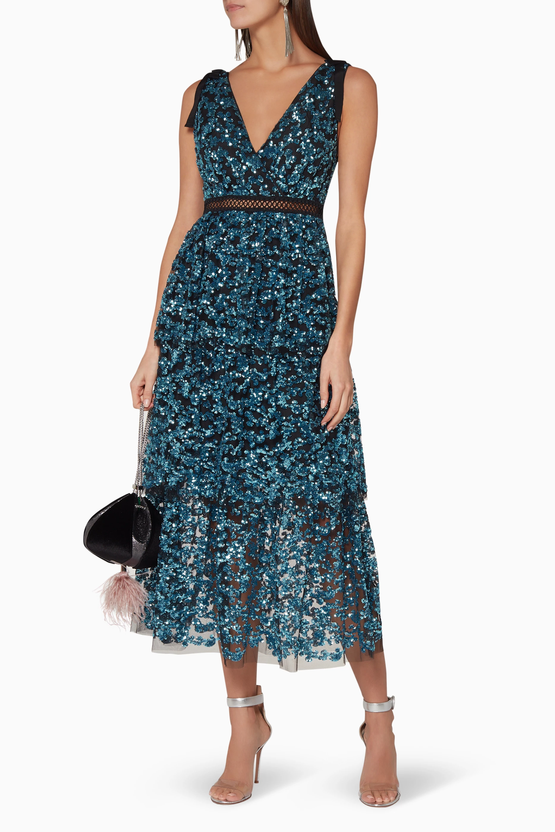 Self portrait tiered hotsell sequin midi dress