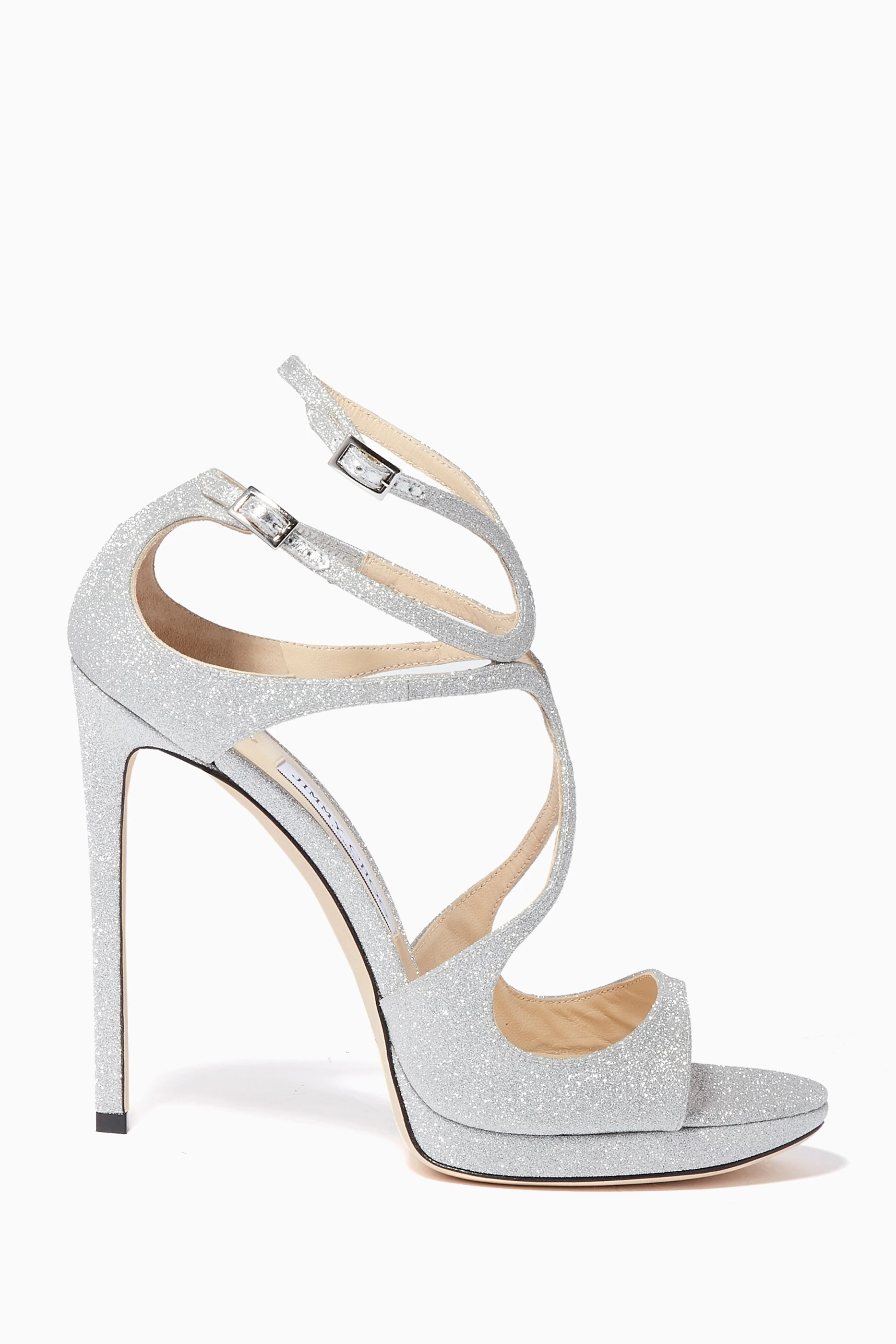 Buy Jimmy Choo Silver Silver Glitter Lance Sandals for Women in