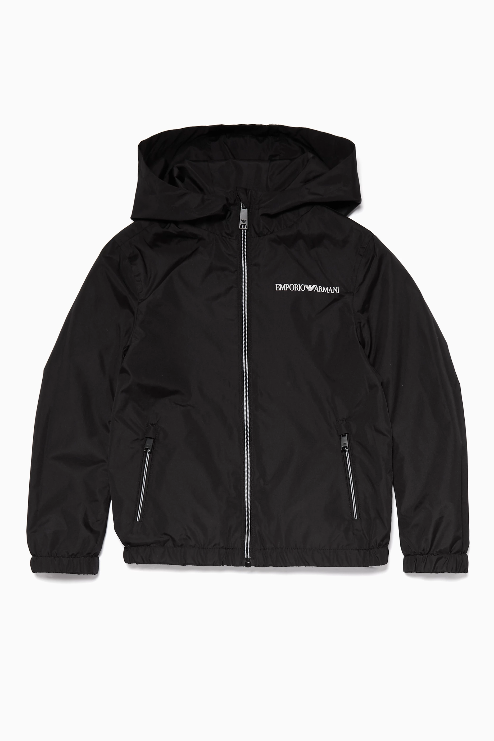 Emporio armani reversible hooded jacket with knit cuffs hot sale