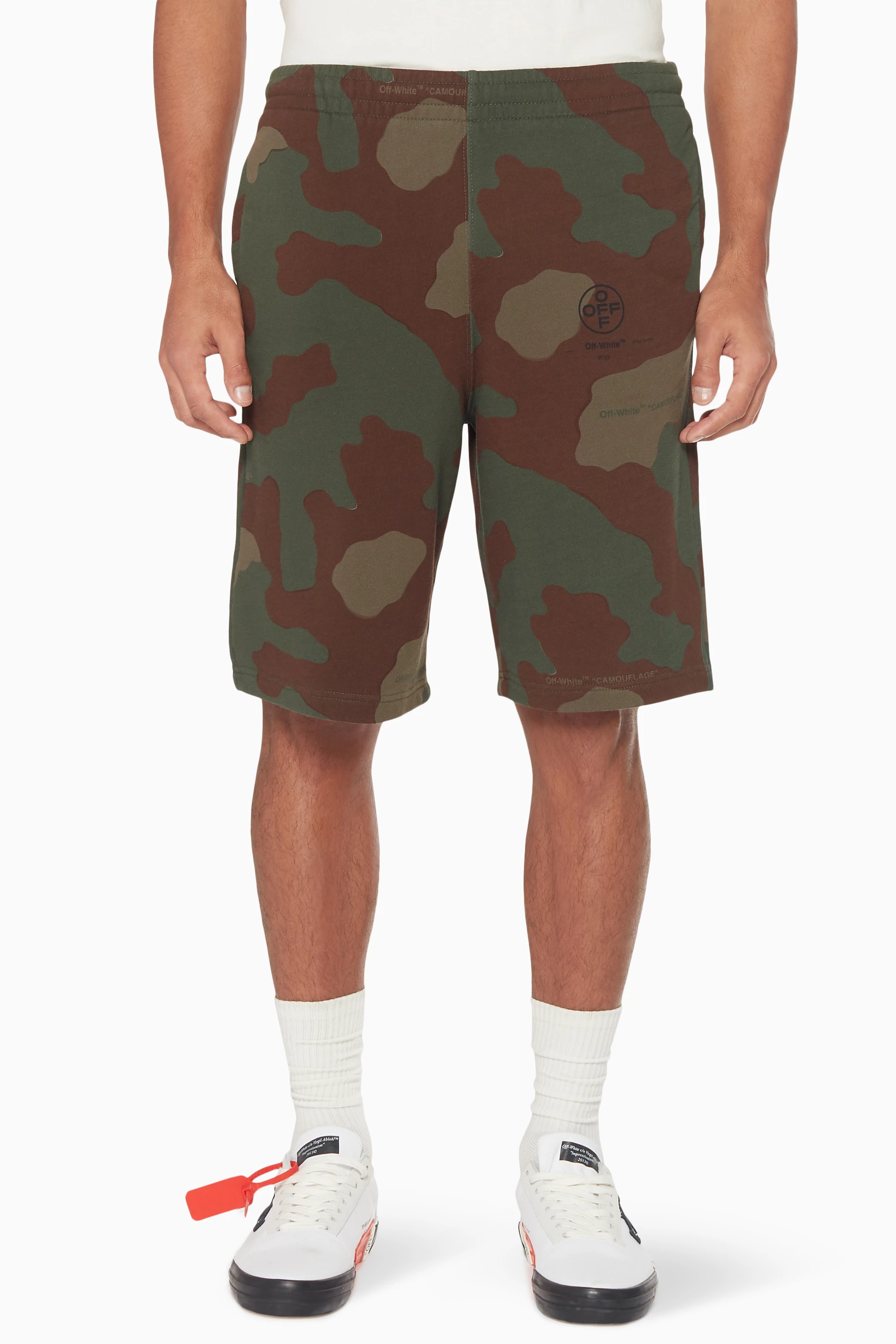 Buy Off White Green Green Camouflage Print Shorts for Men in