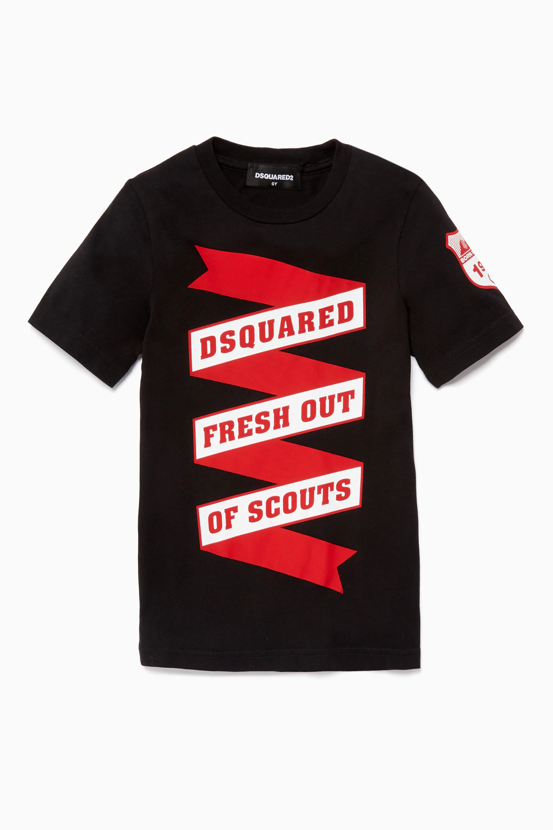 Buy Dsquared2 Black Black Fresh Out Of Scouts T Shirt for Boys