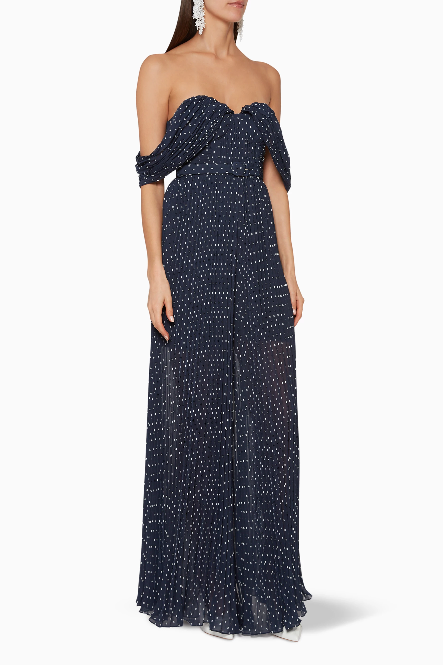 Self portrait navy plumetis dress top