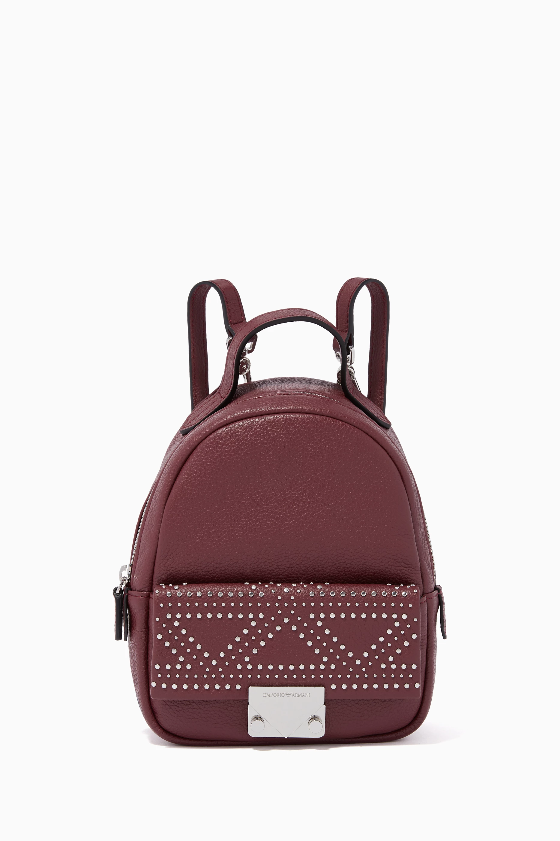 Shop Emporio Armani Purple Elle Studded Leather Mini Backpack for WOMEN |  Ounass Kuwait