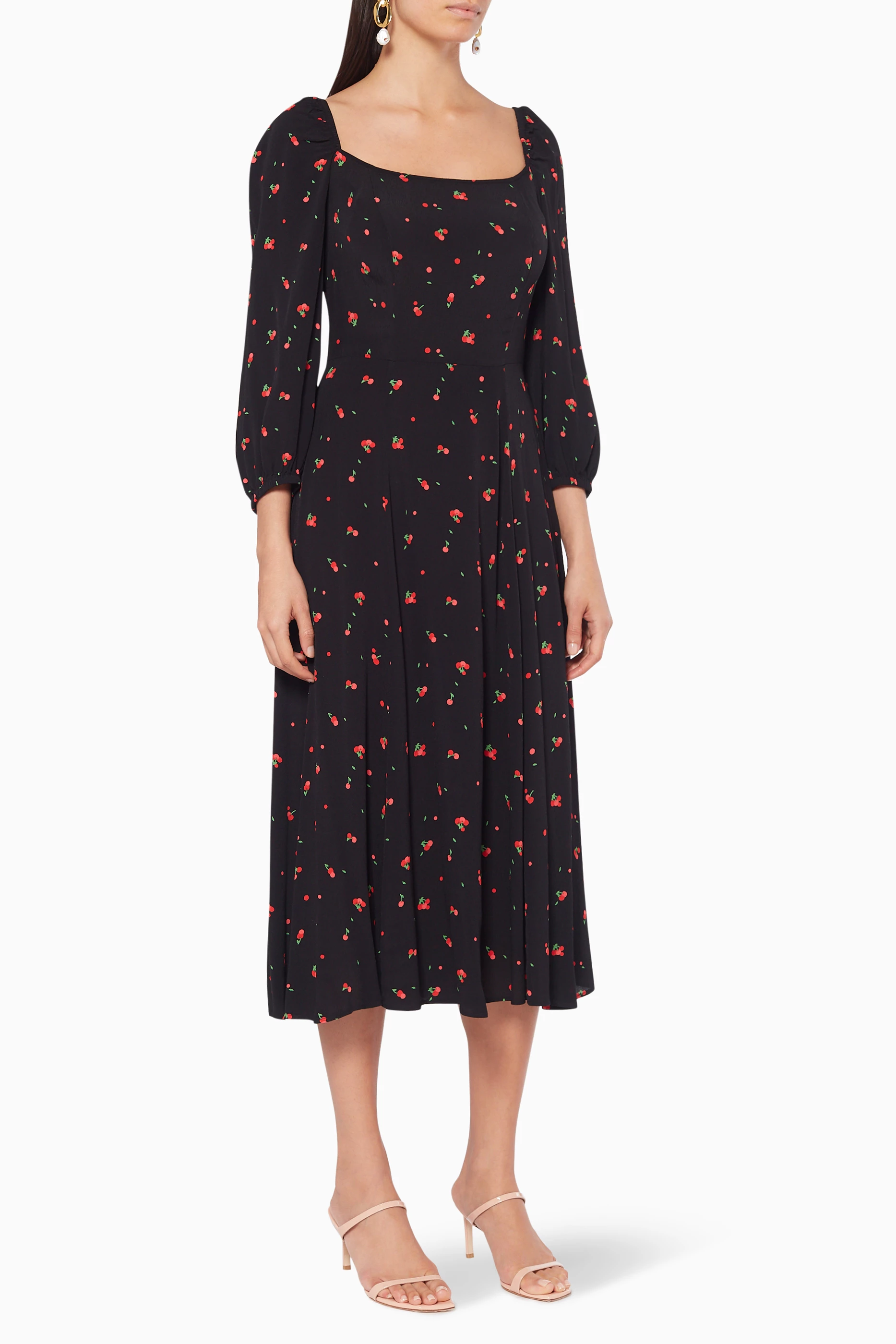 Buy Ghost Black Joy Floral Midi Dress for WOMEN in Kuwait Ounass