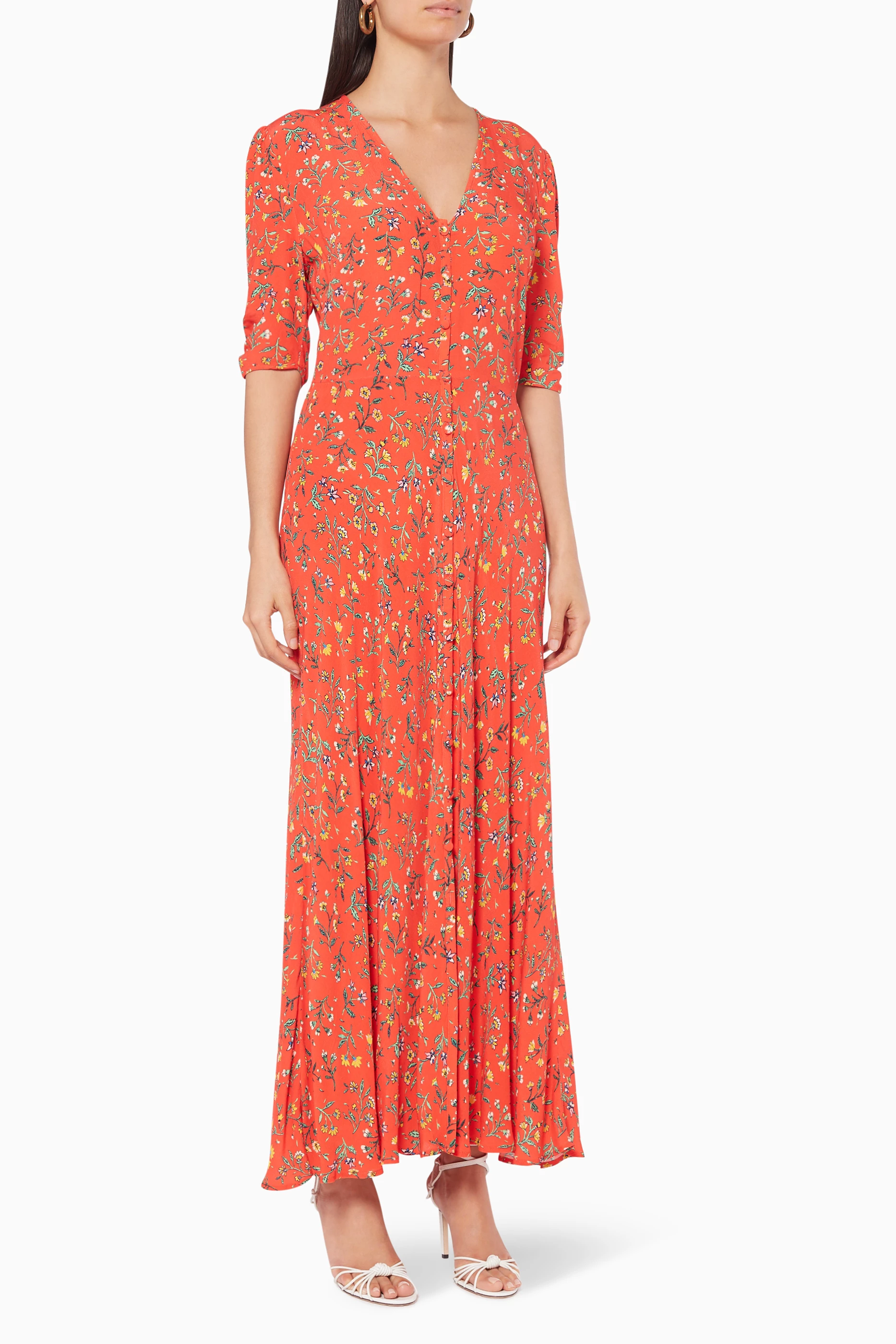 Buy Ghost Red Marley Midi Dress for WOMEN in Kuwait Ounass