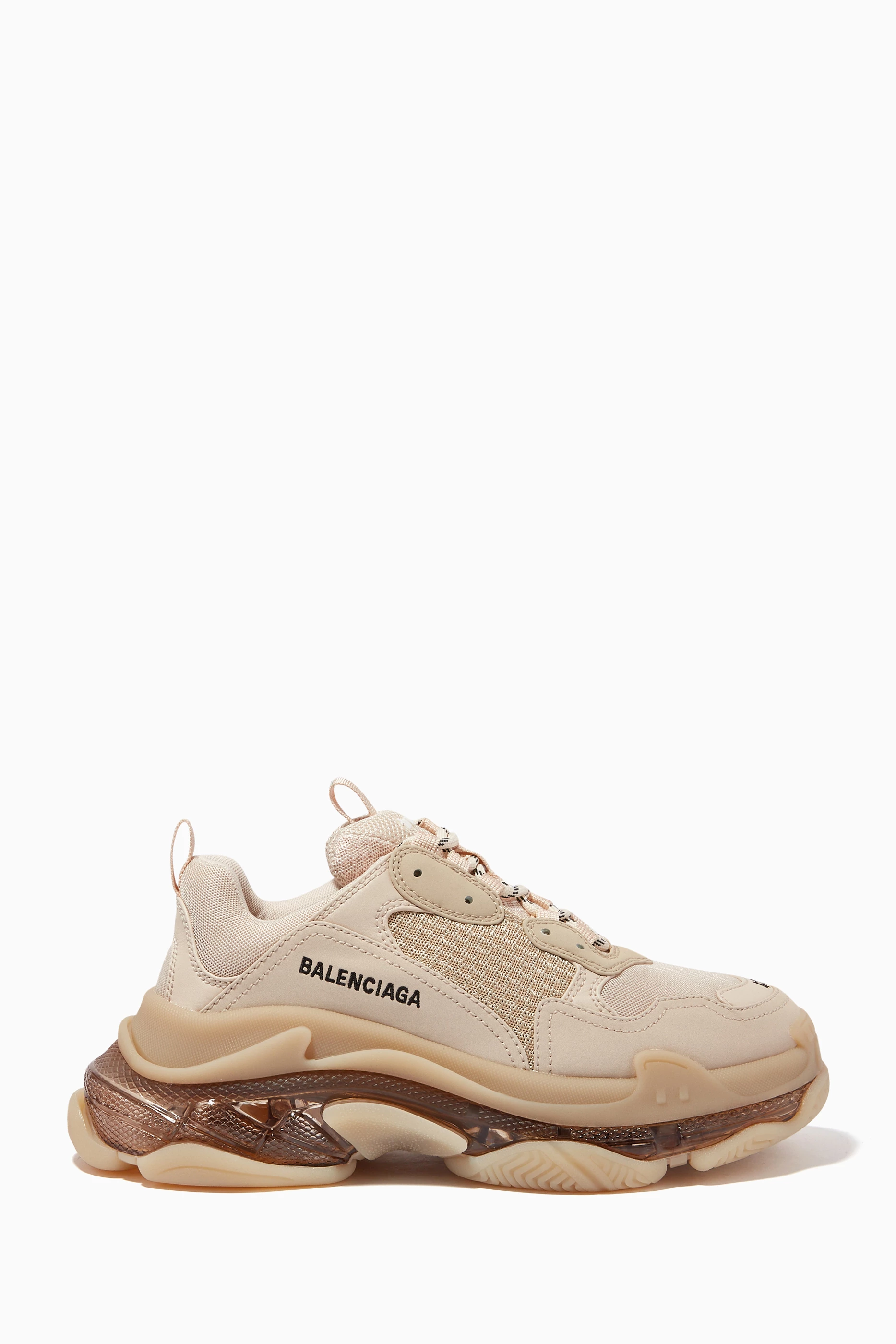 Buy Balenciaga Neutral Triple S Clear Sole Sneakers in Double Foam
