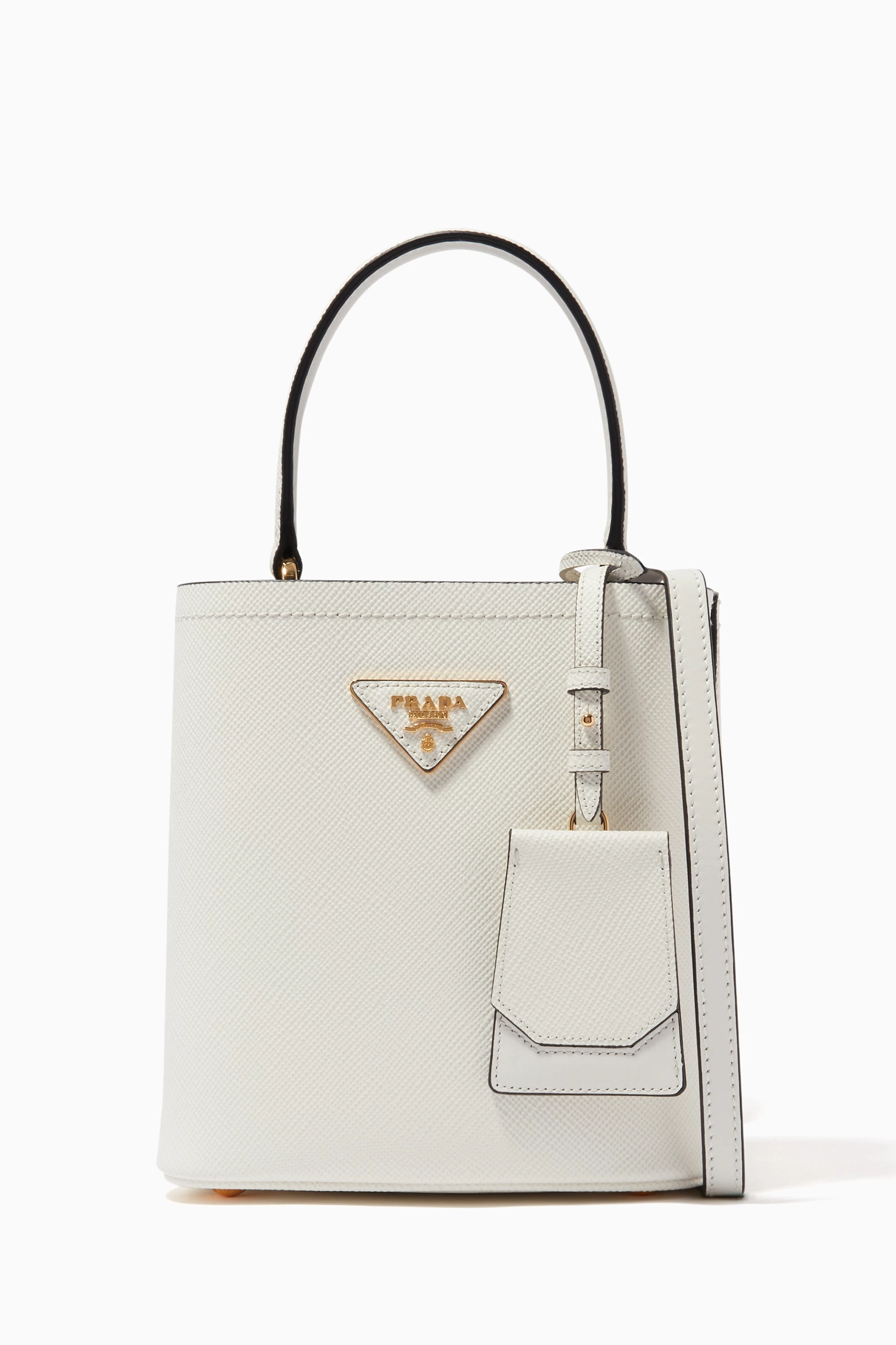 Buy Prada White Small Prada Panier Bag in Saffiano Leather for