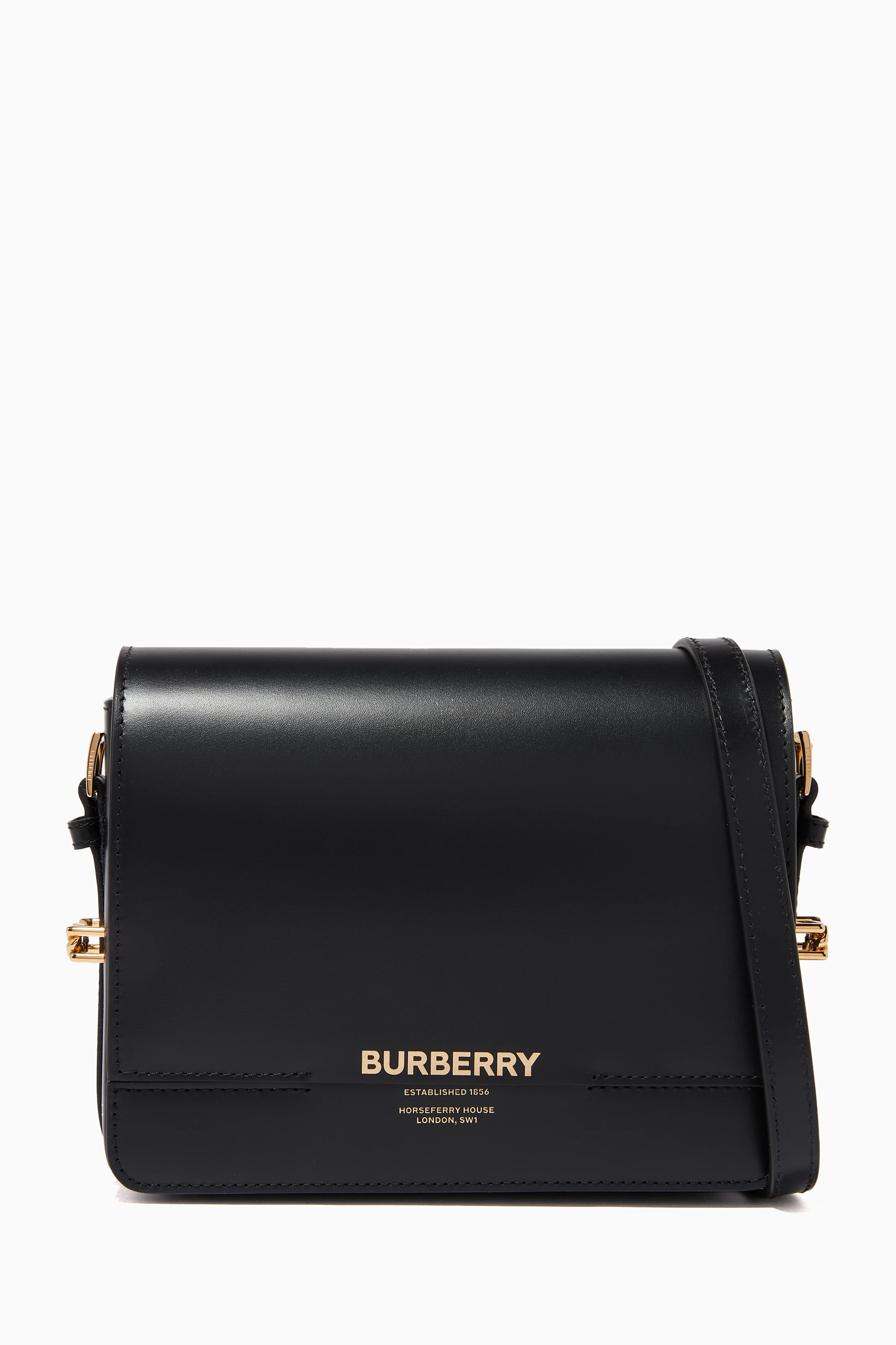 Buy Burberry Black Grace Small Shoulder Bag in Leather for Women