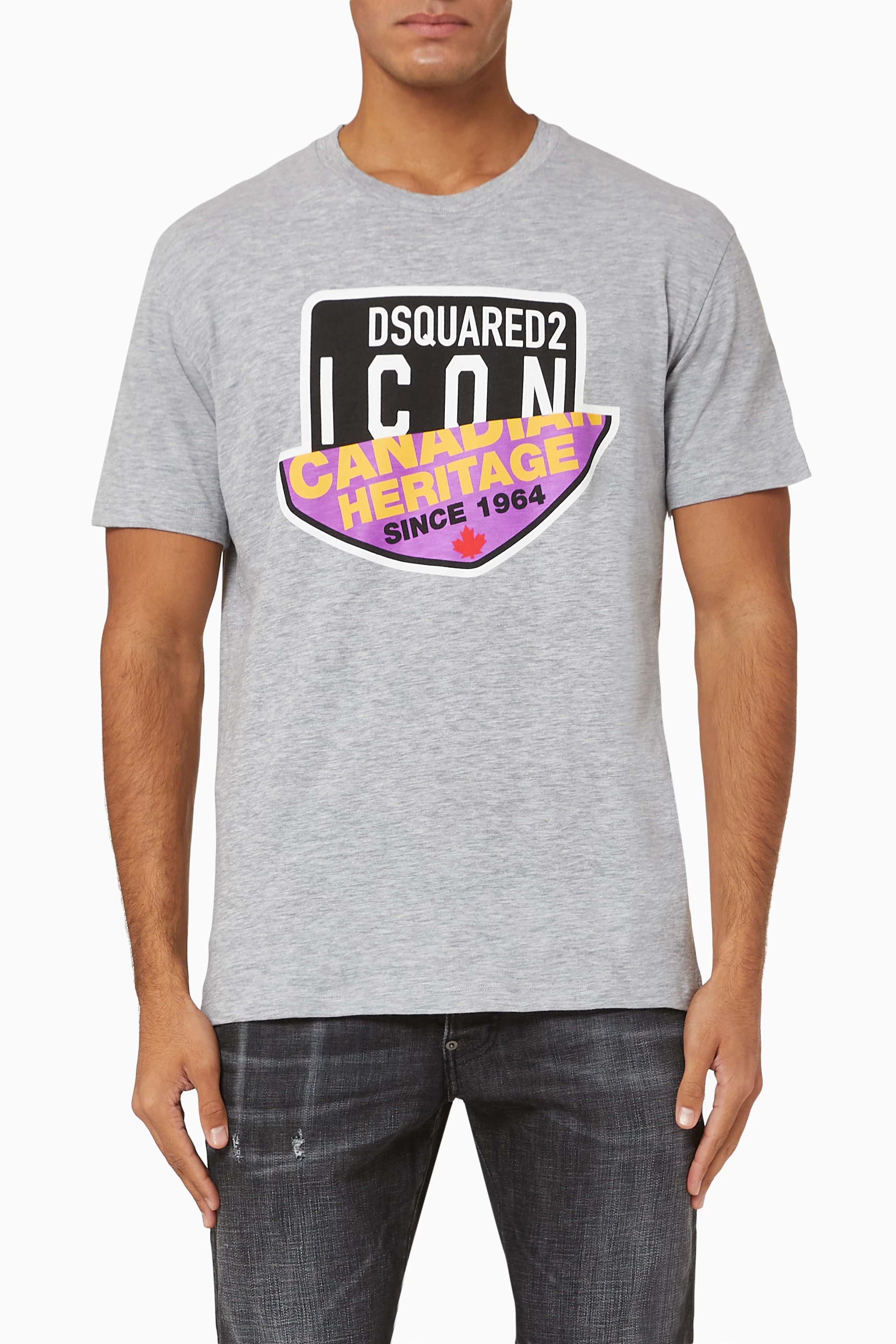 Buy Dsquared2 Grey Canadian Icon Jersey T-Shirt for Men in Kuwait