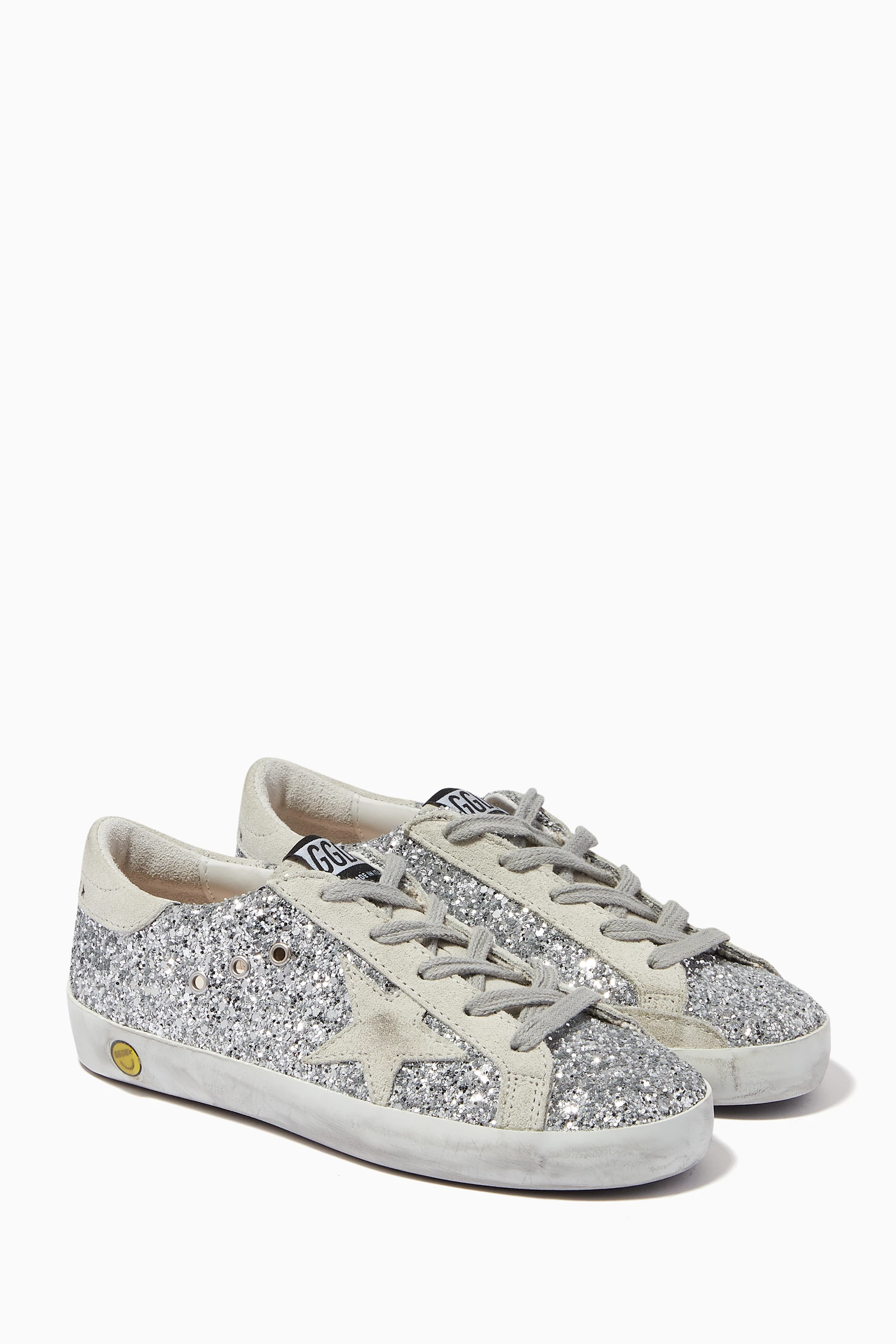 Buy GOLDEN GOOSE Silver Super Star Sneakers with Suede Star in