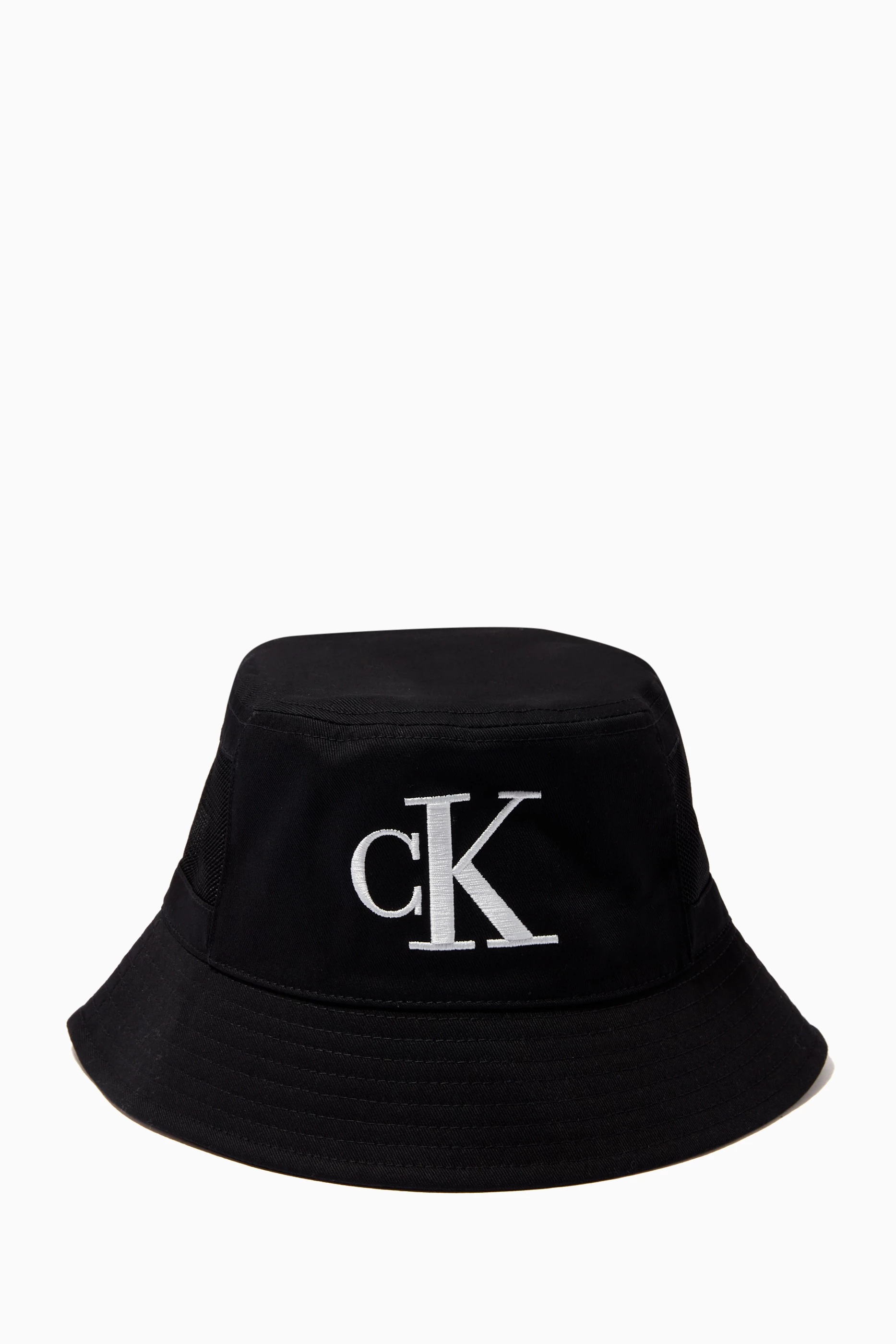 Calvin Klein Men's Embroidered Monogram Logo Twill Bucket Hat - Black