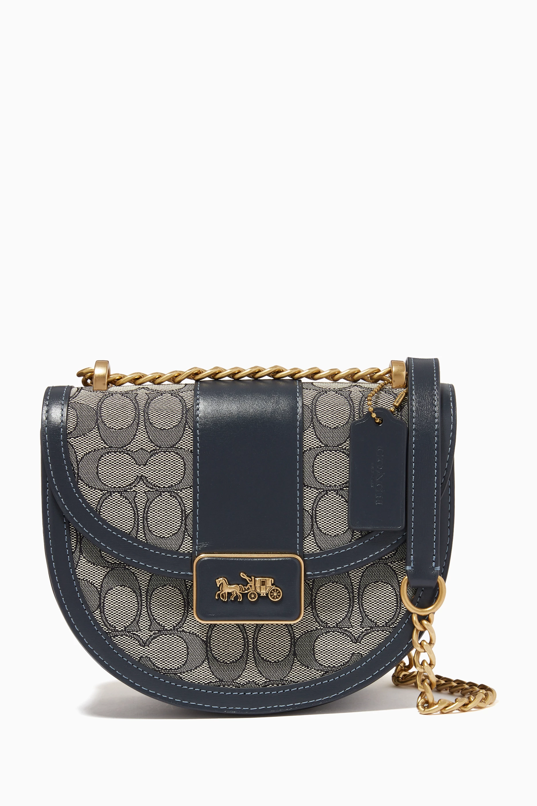 Buy Coach Blue Alie Saddle Bag in Signature Jacquard Leather for