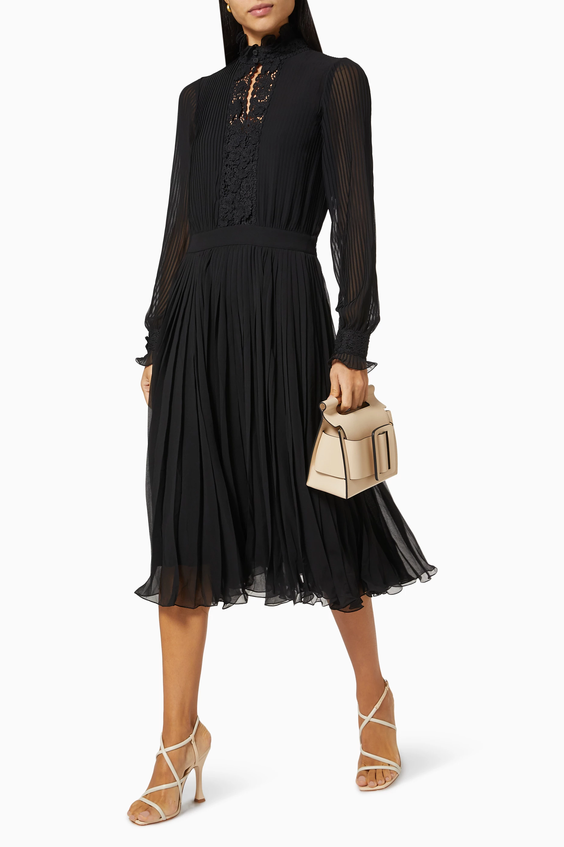 Polo ralph lauren pleated hot sale georgette dress