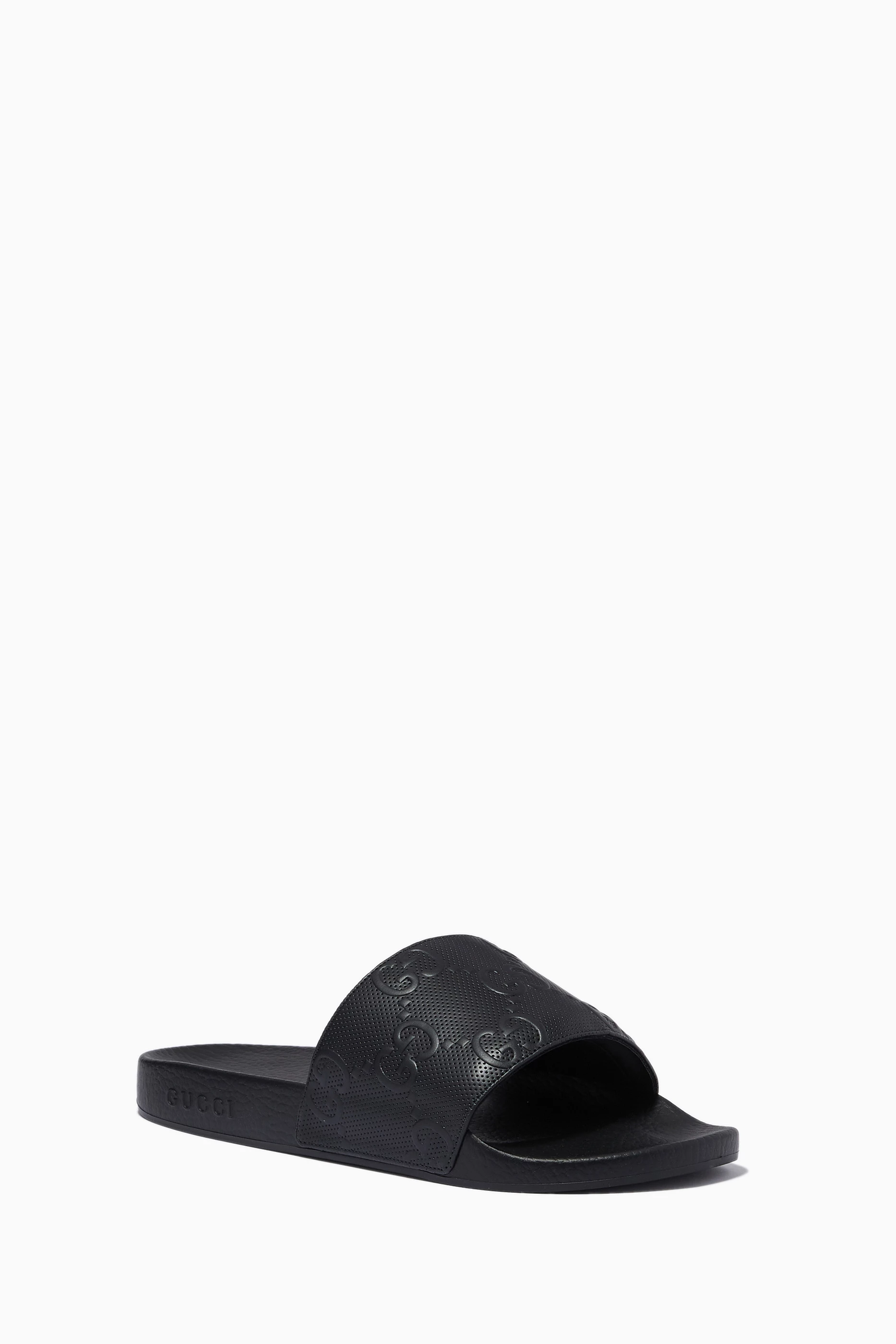 Buy Gucci Black Slide Sandals in GG Demetra for Men in Kuwait Ounass