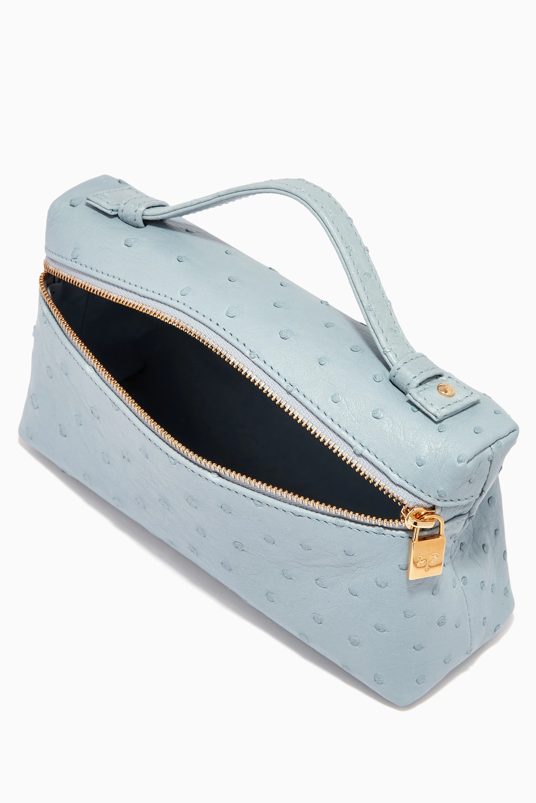 Ostrich handbag Loro Piana Blue in Ostrich - 33874029