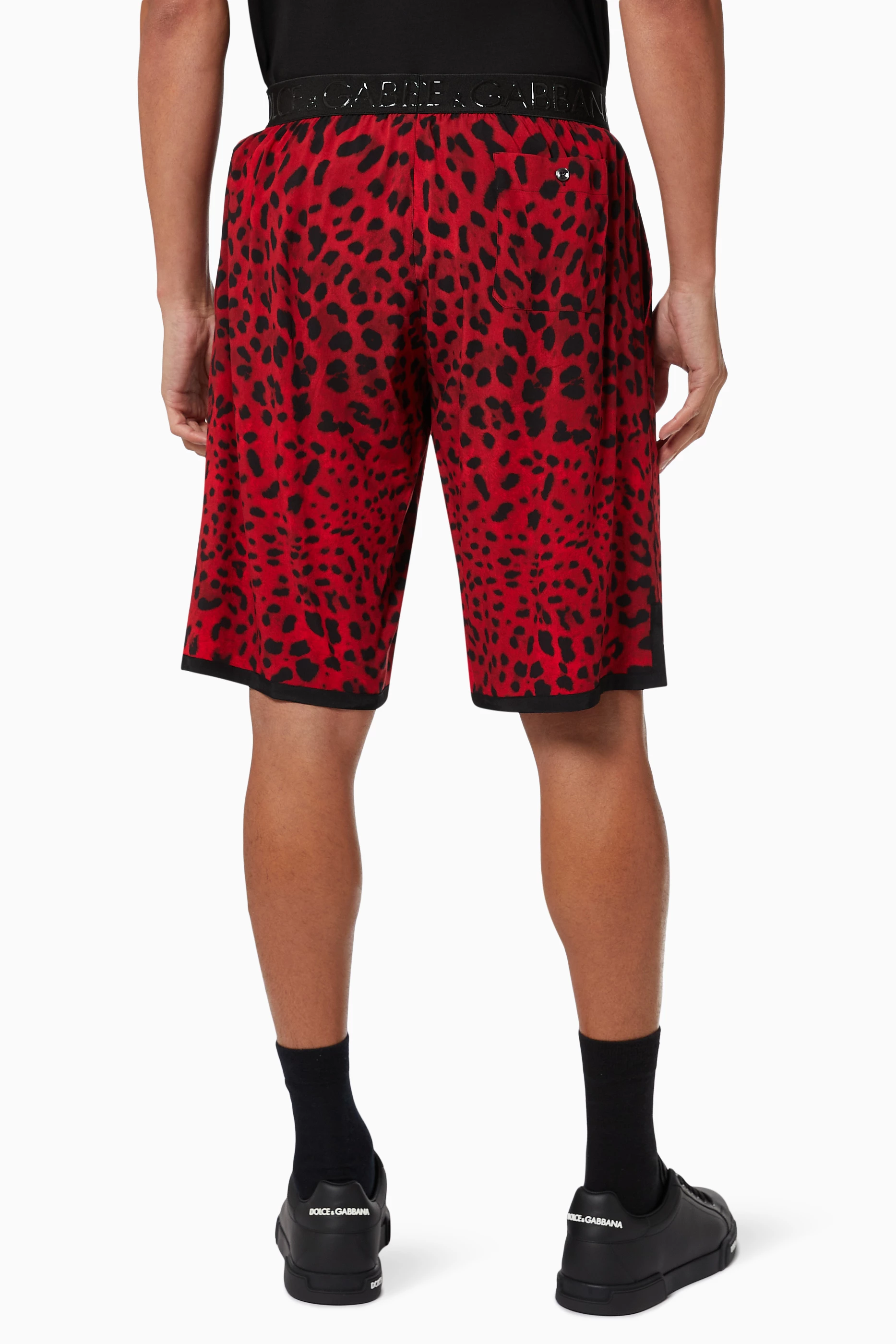 Red leopard hot sale print shorts