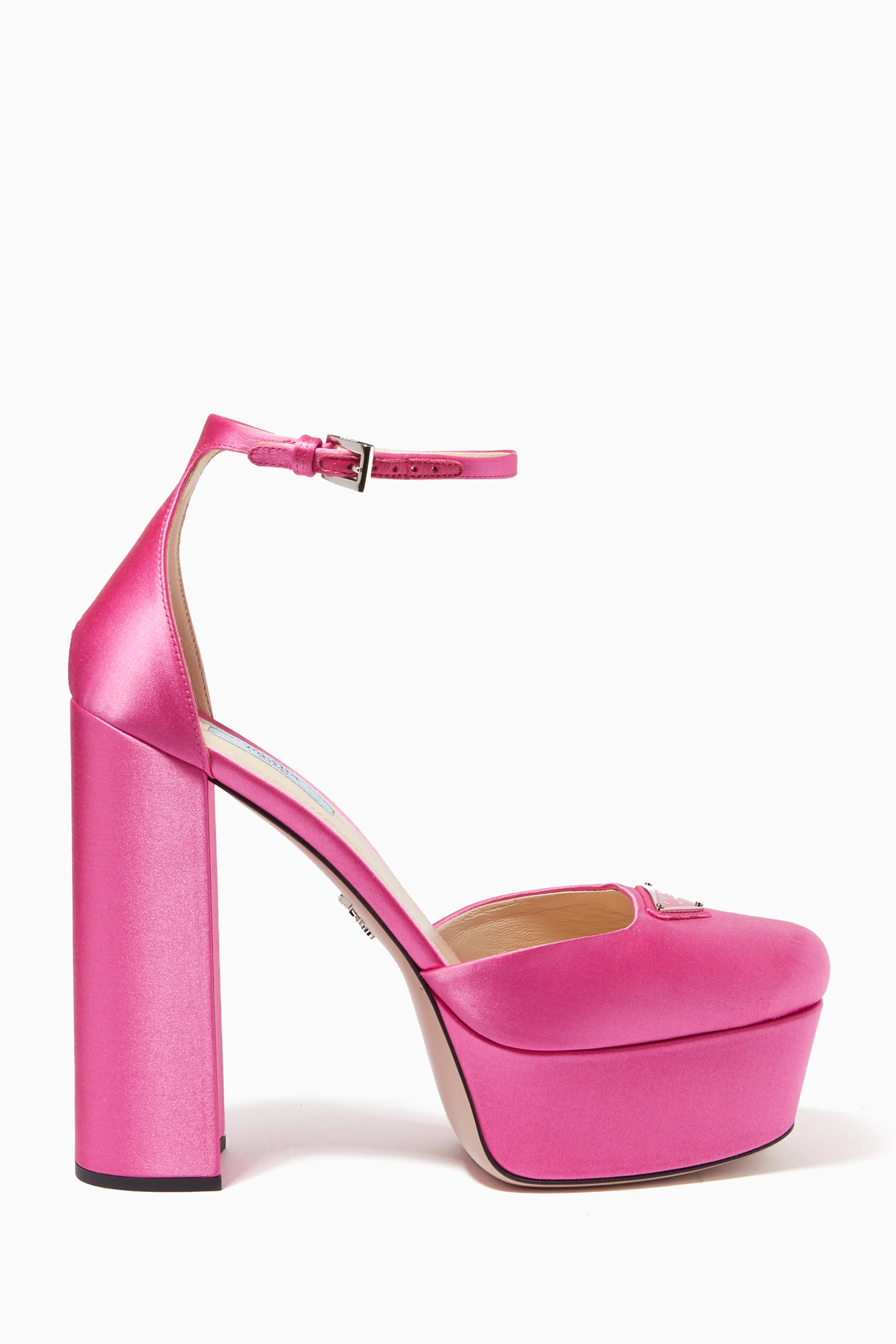 Buy Prada Pink Plateau Platform Pumps in Satin for Women in Kuwait