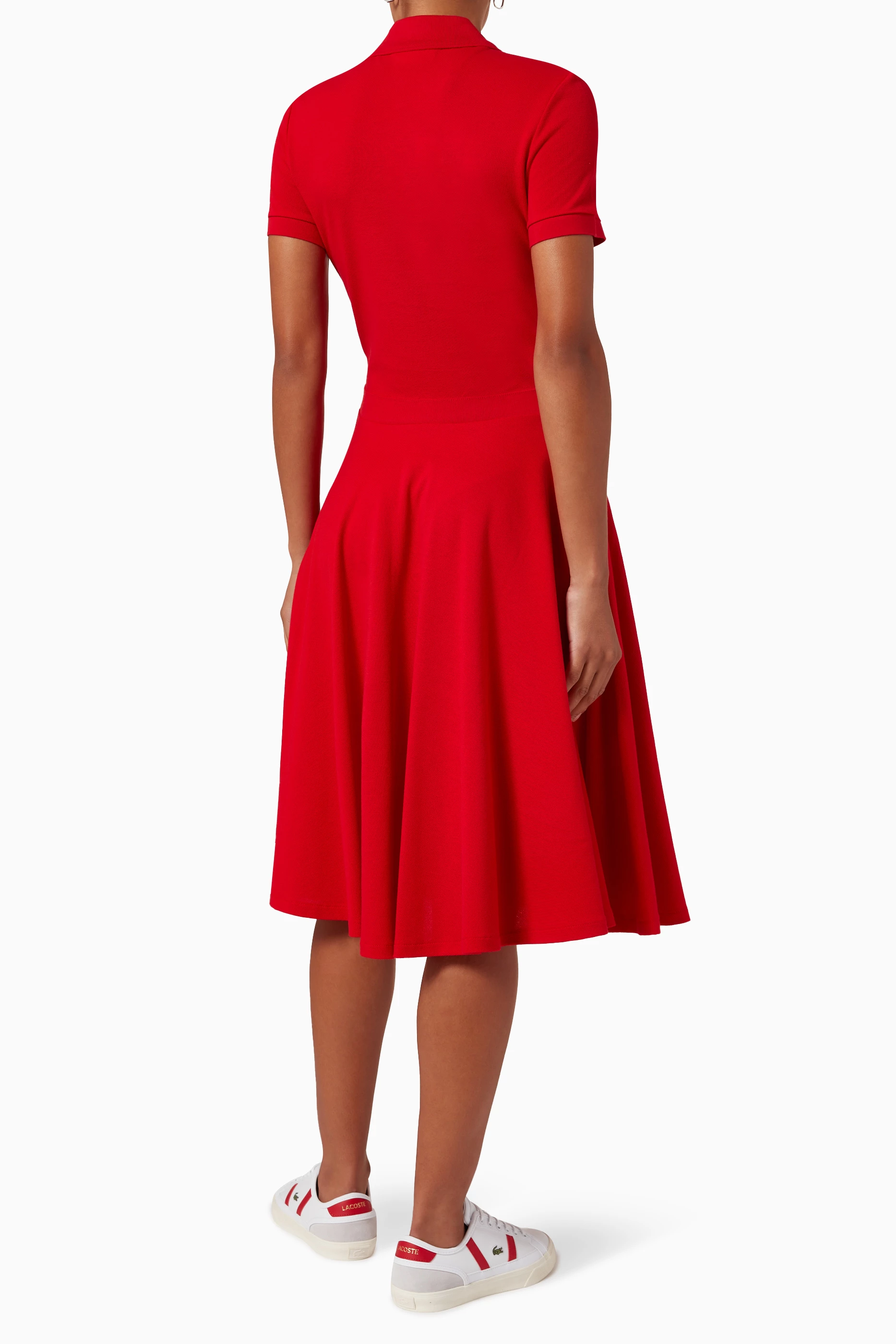 Buy Lacoste Red Fitted Polo Dress in Cotton Piqu for Women in