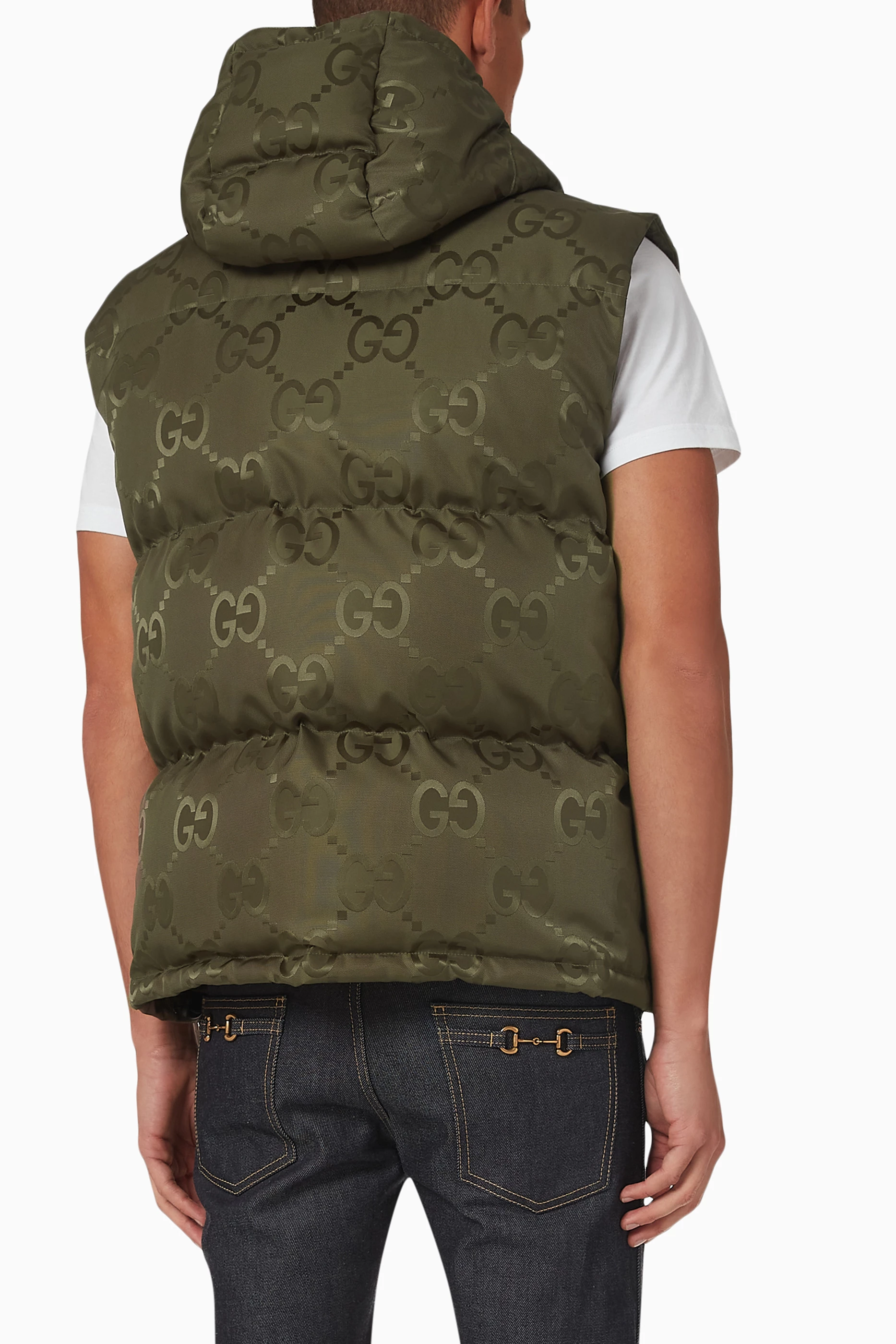 Buy Gucci Green Jumbo GG Down Vest in Canvas for Men in Kuwait