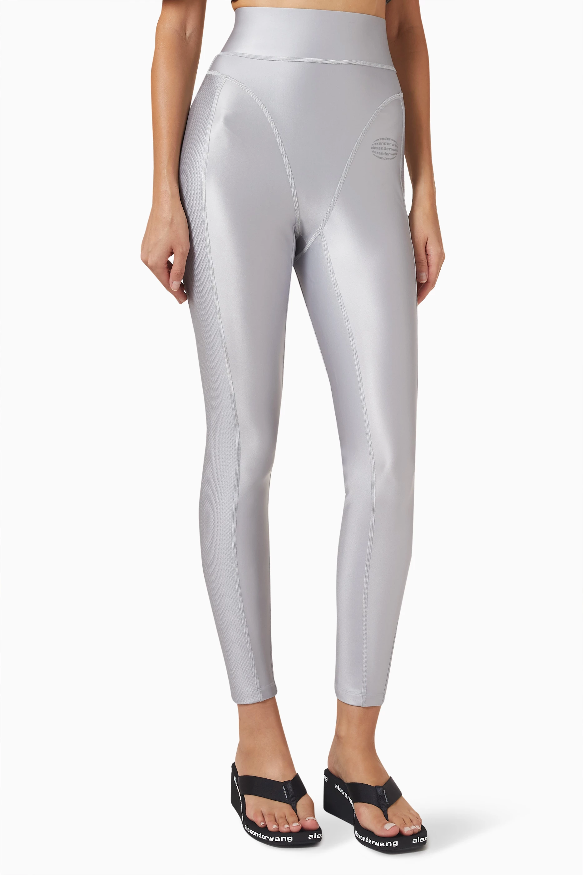 Buy Alexander Wang Silver Panty-line Leggings in Reflective Nylon for Women  in Kuwait