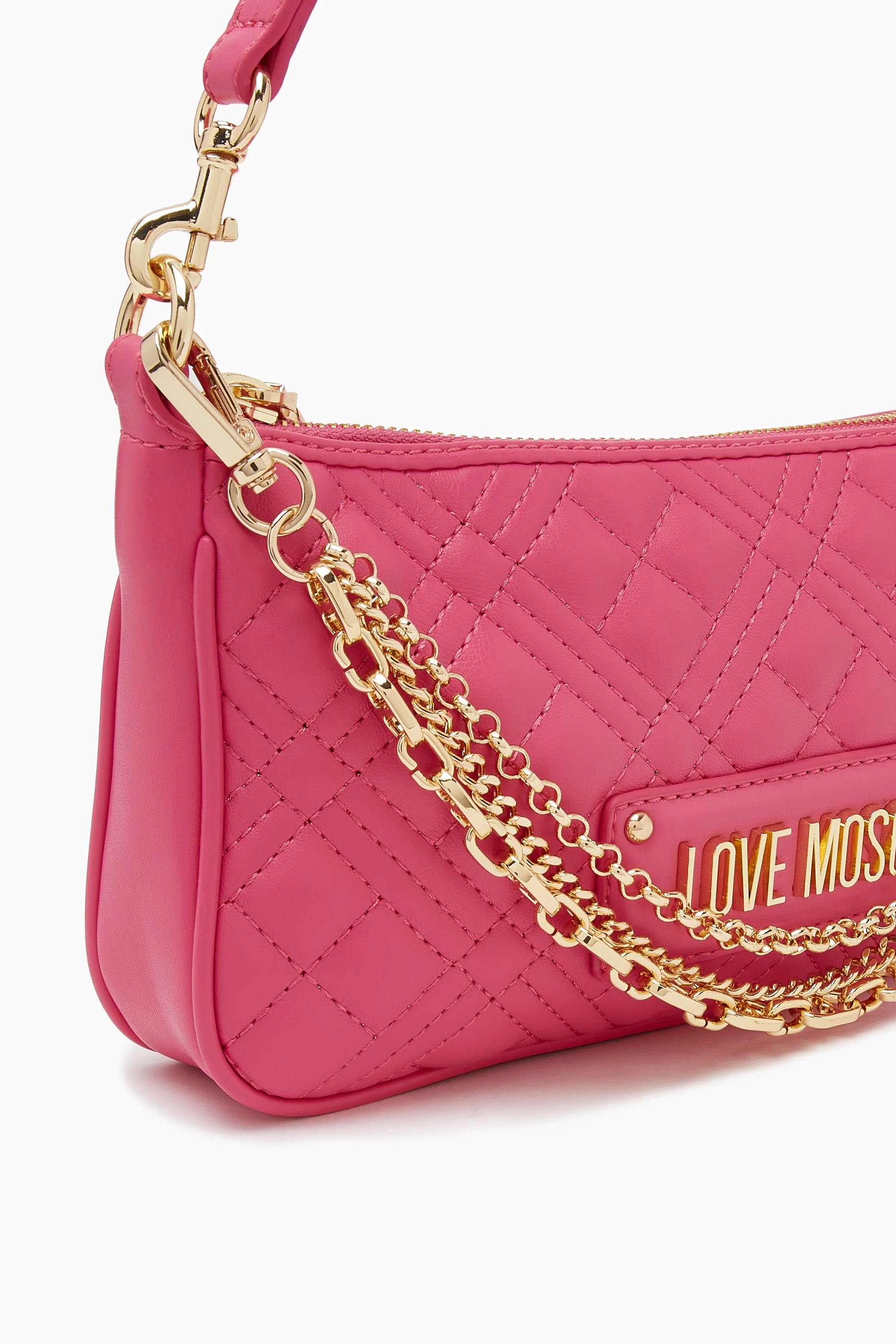 Buy Love Moschino Pink Small Quilted Multi Chain Shoulder Bag in