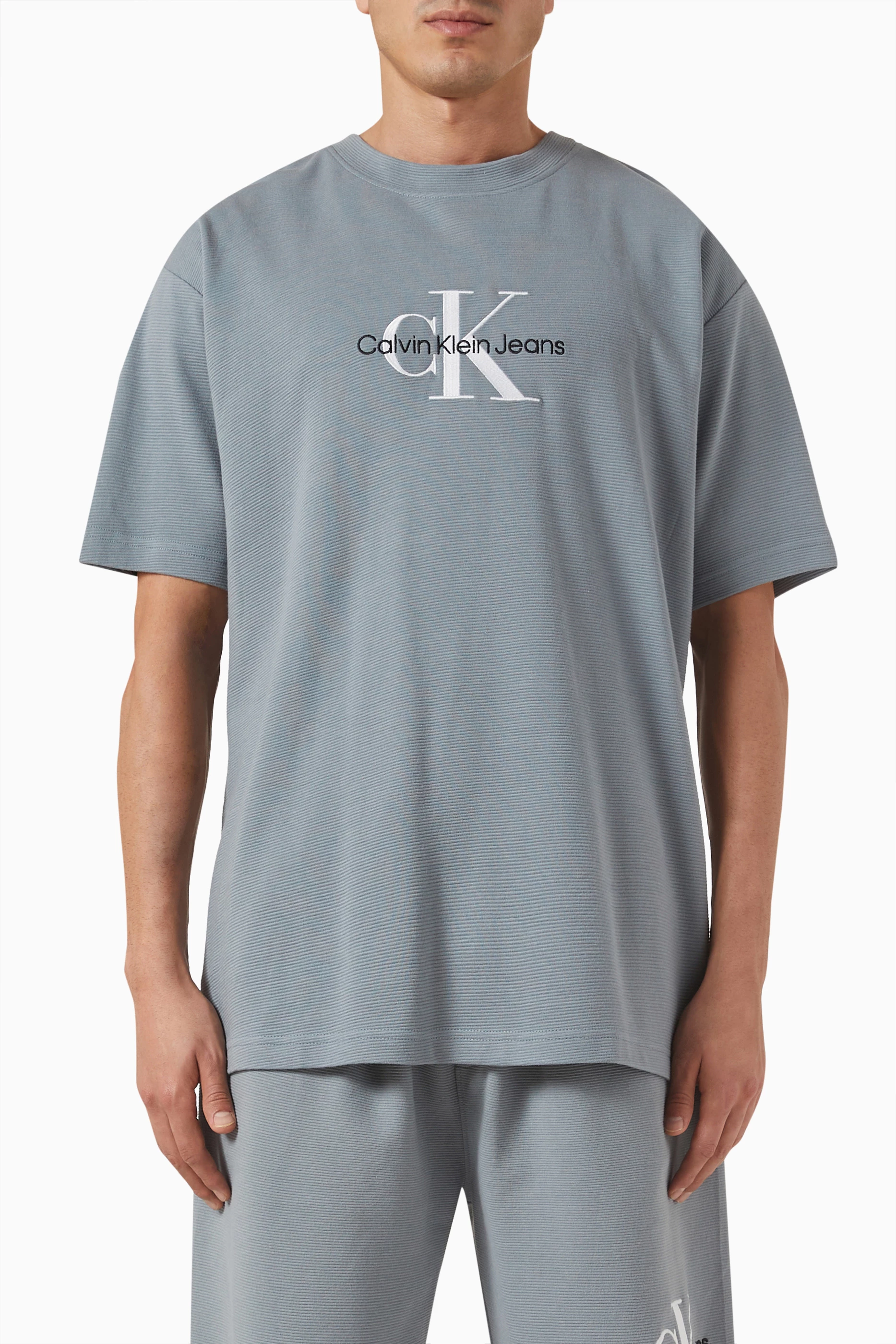 Calvin Klein Jeans Monogram Logo T Shirt Grey
