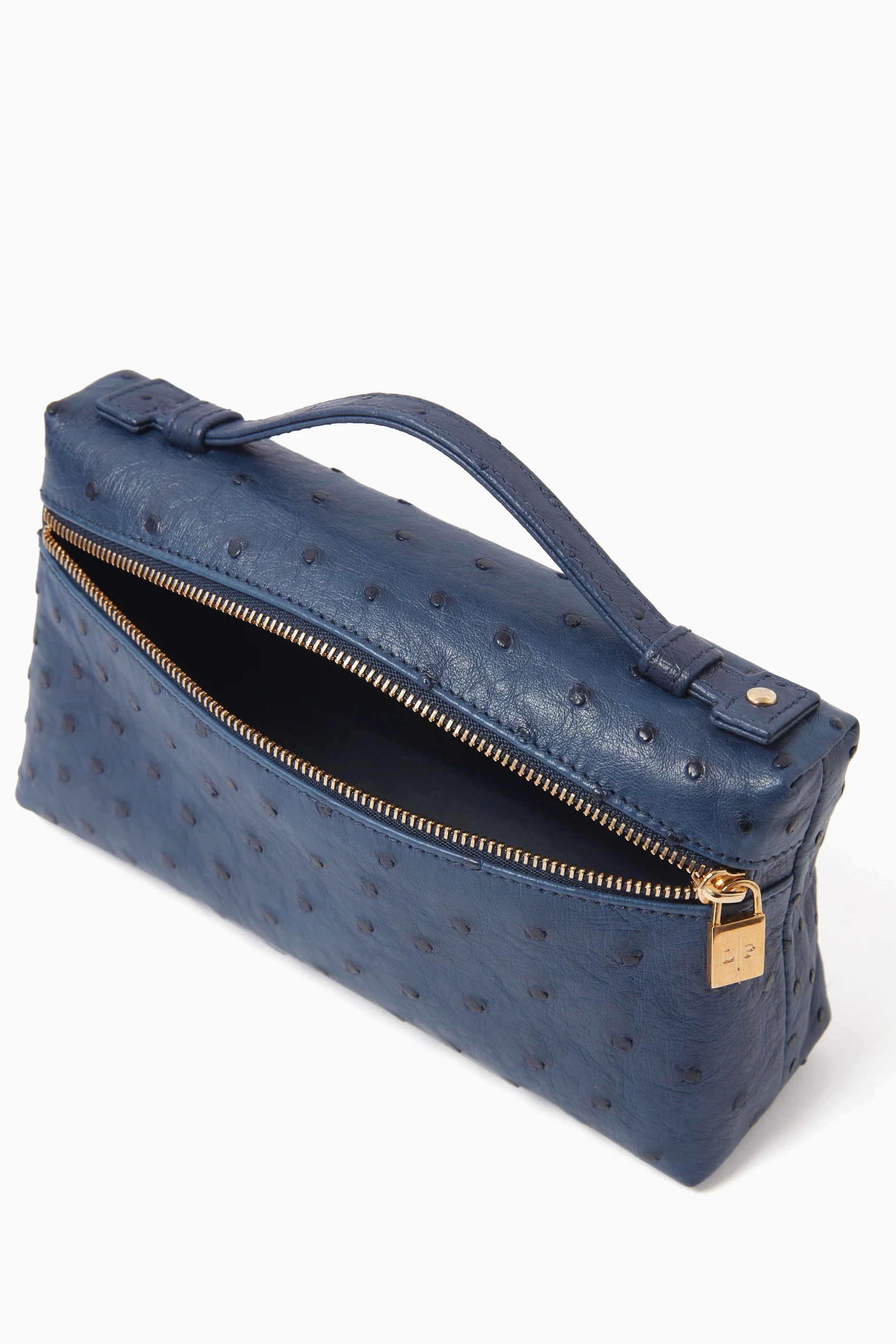 Loro Piana Ostrich Clutch Bag - Blue Clutches, Handbags - LOR119232