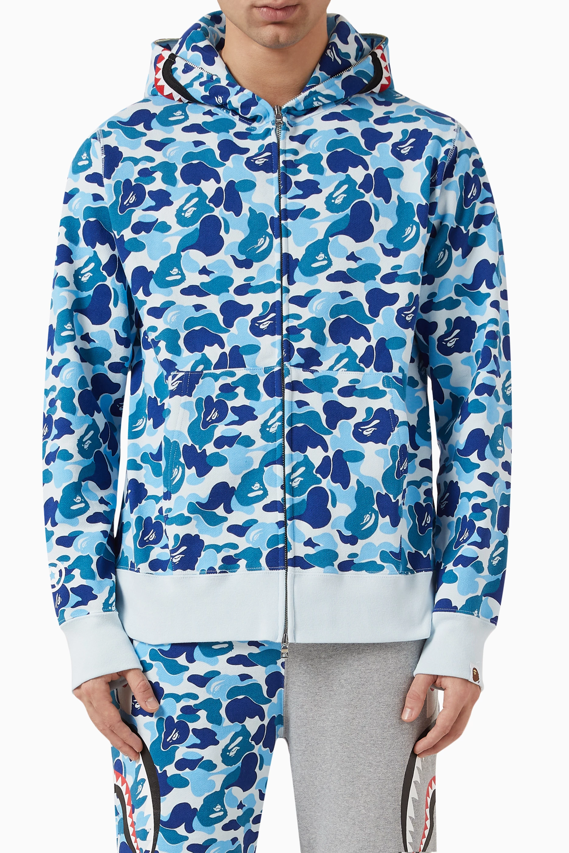 Buy A Bathing Ape Blue ABC Camo Shark Hoodie in Cotton for Men in