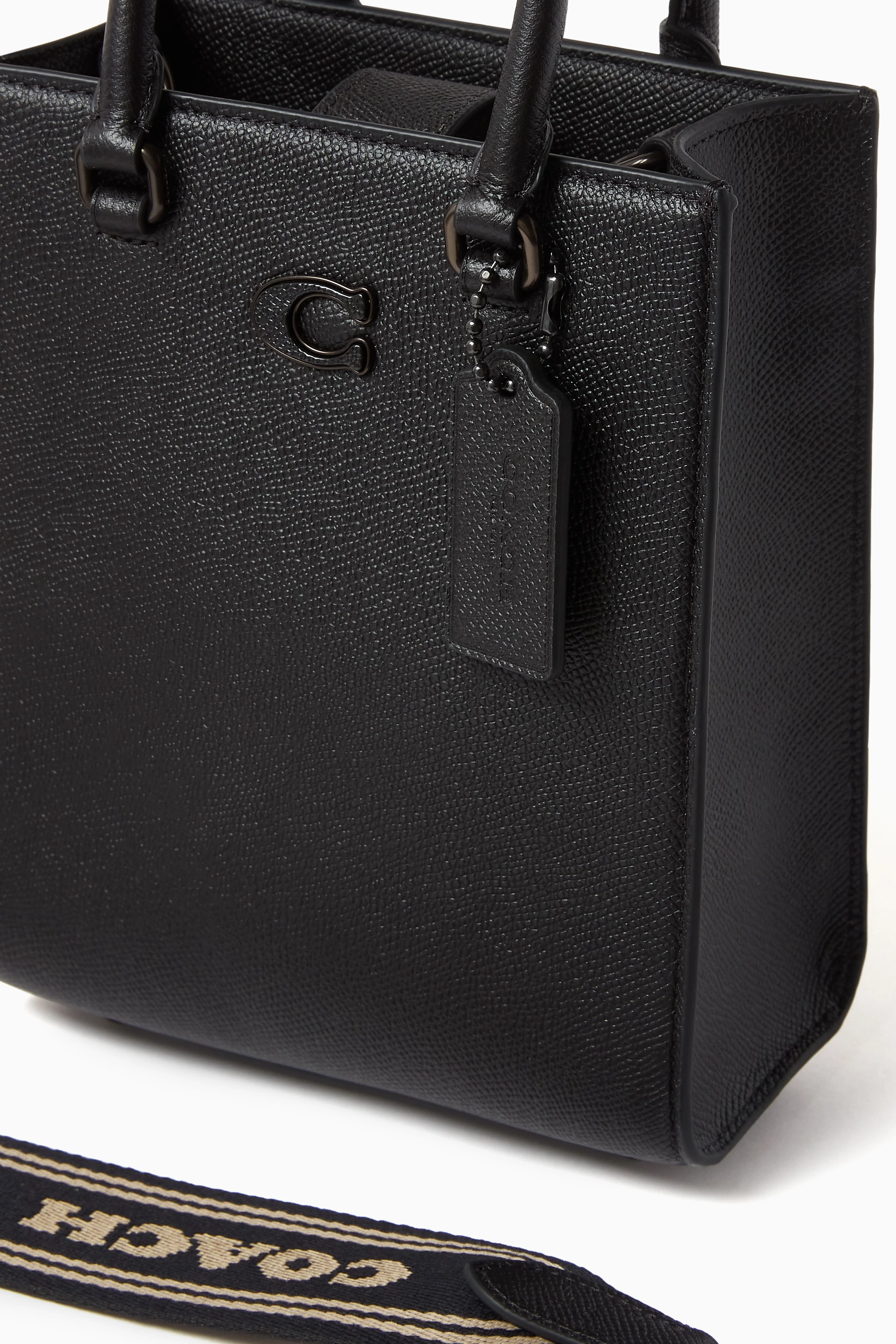 Coach black leather tote bag cheap