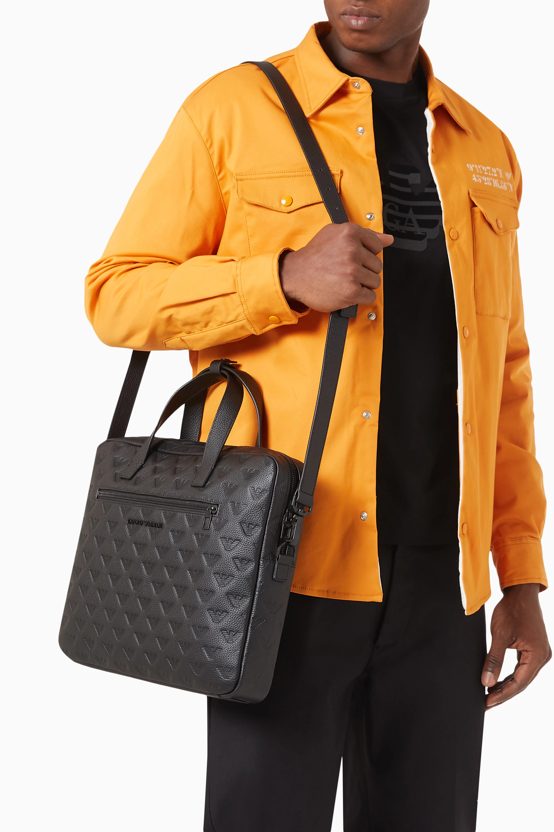 Armani leather hotsell laptop bag