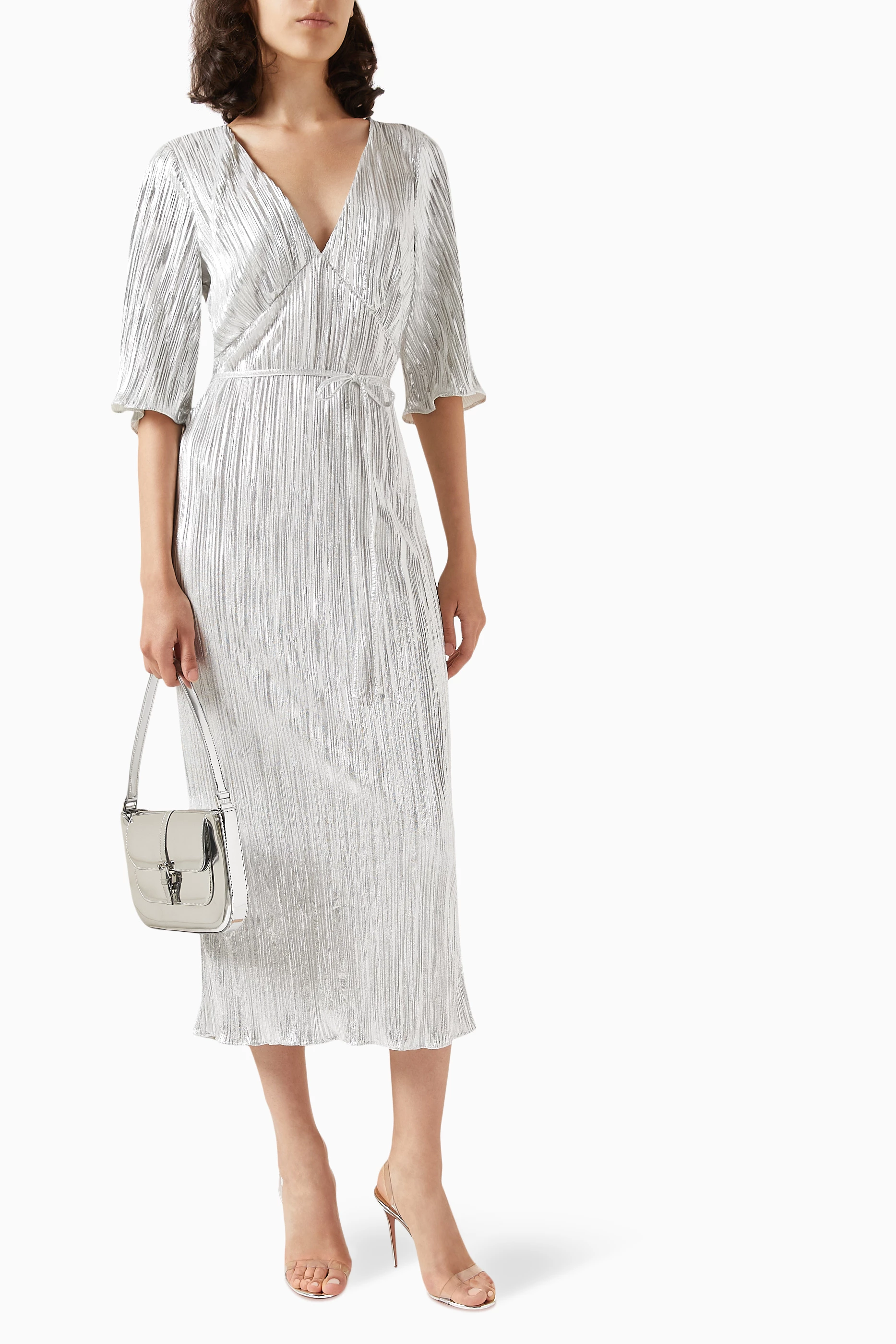 Silver sale plisse dress