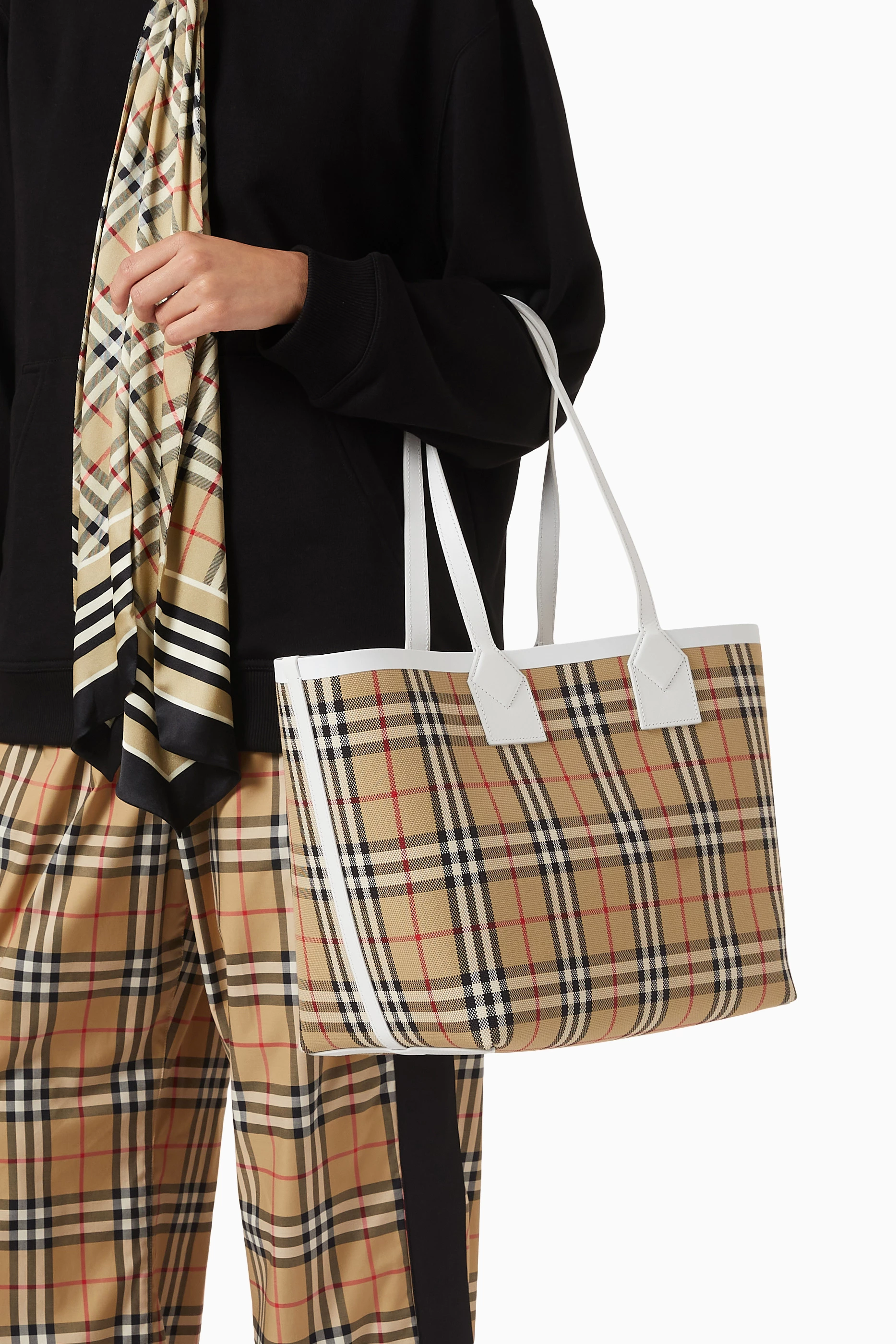 Burberry check tote bag sales