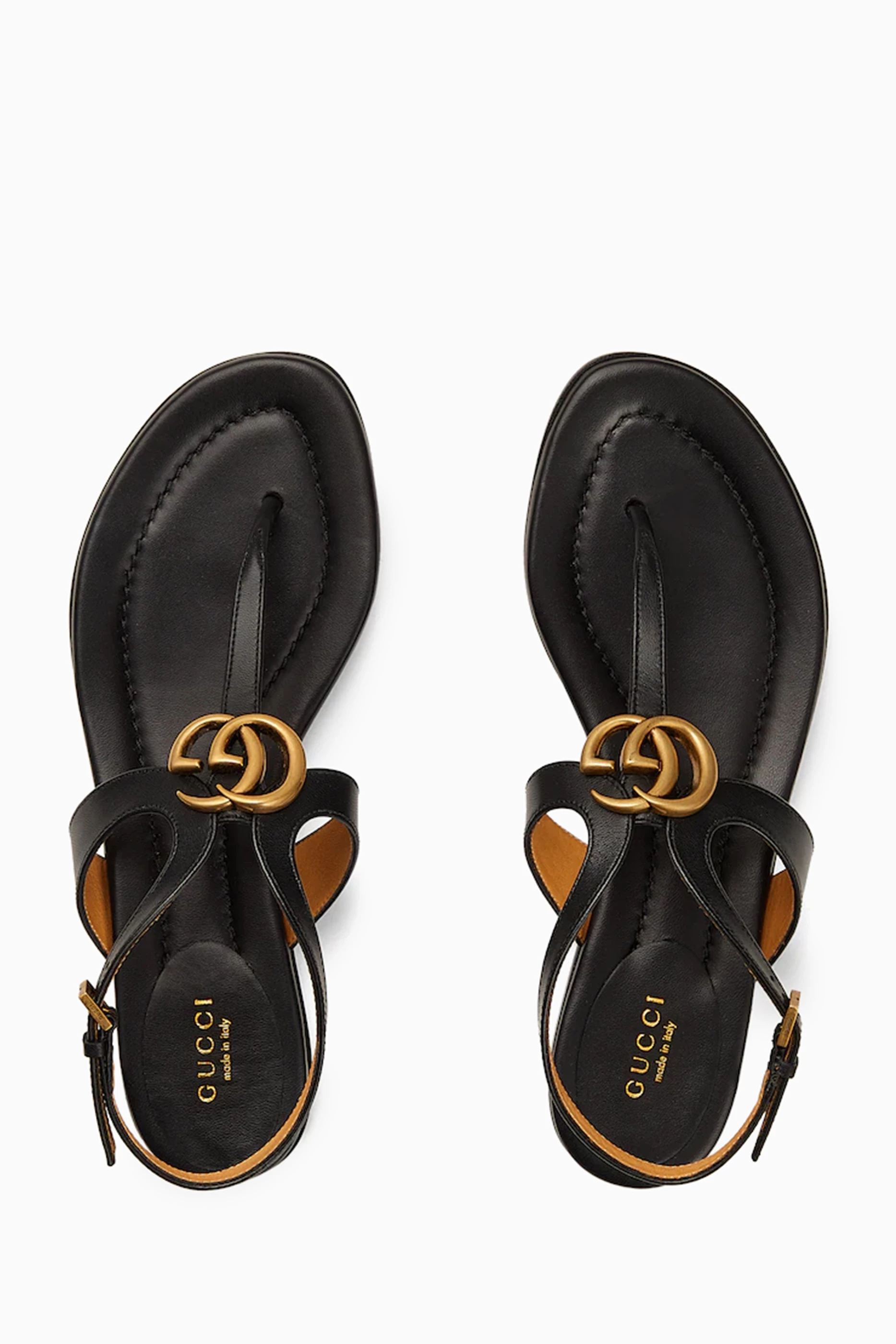 Buy Gucci Black Double G Thong Sandals in Leather for Women in