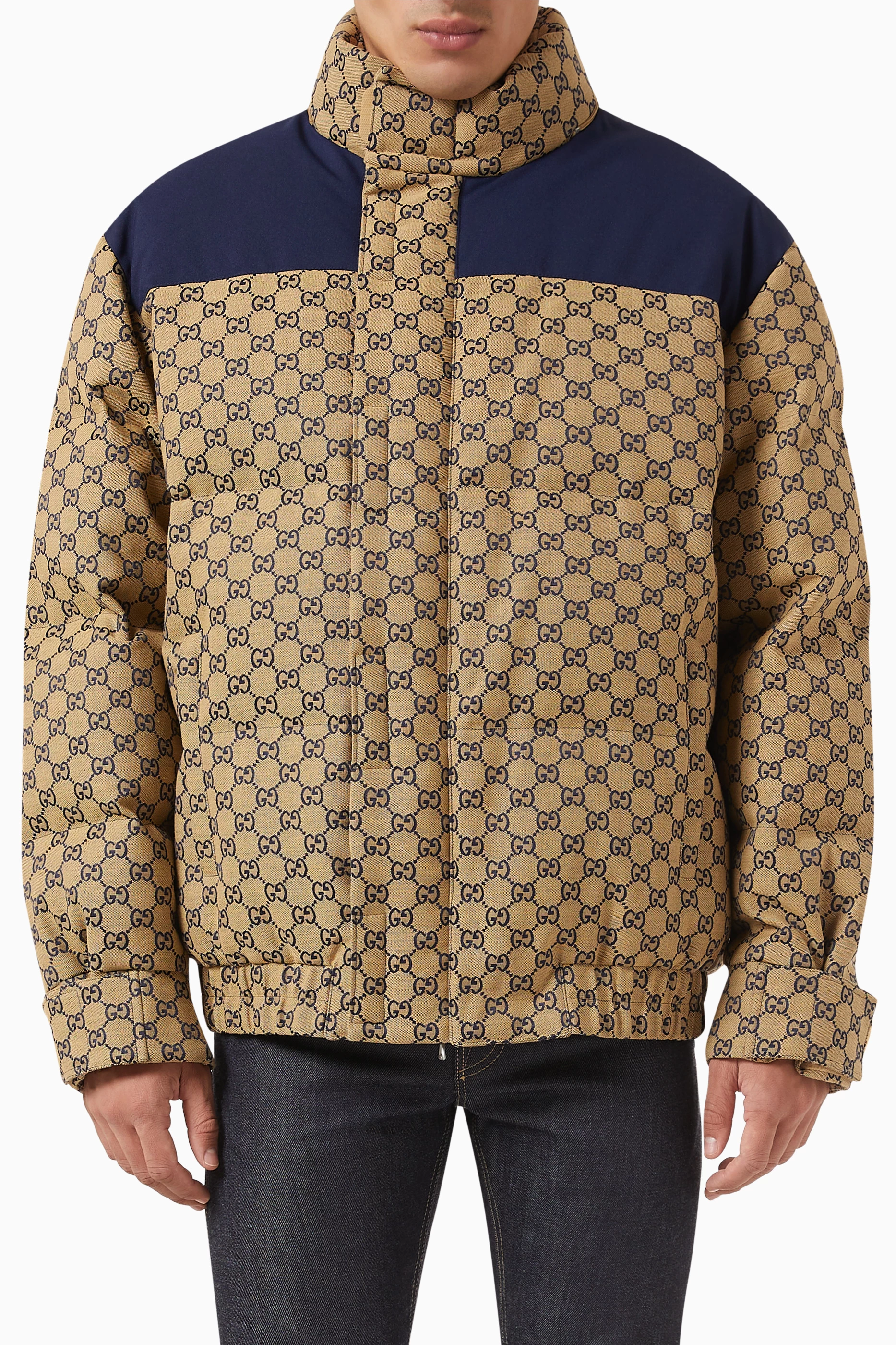 Buy Gucci Brown GG Monogram Goose-down Jacket in Canvas for MEN in