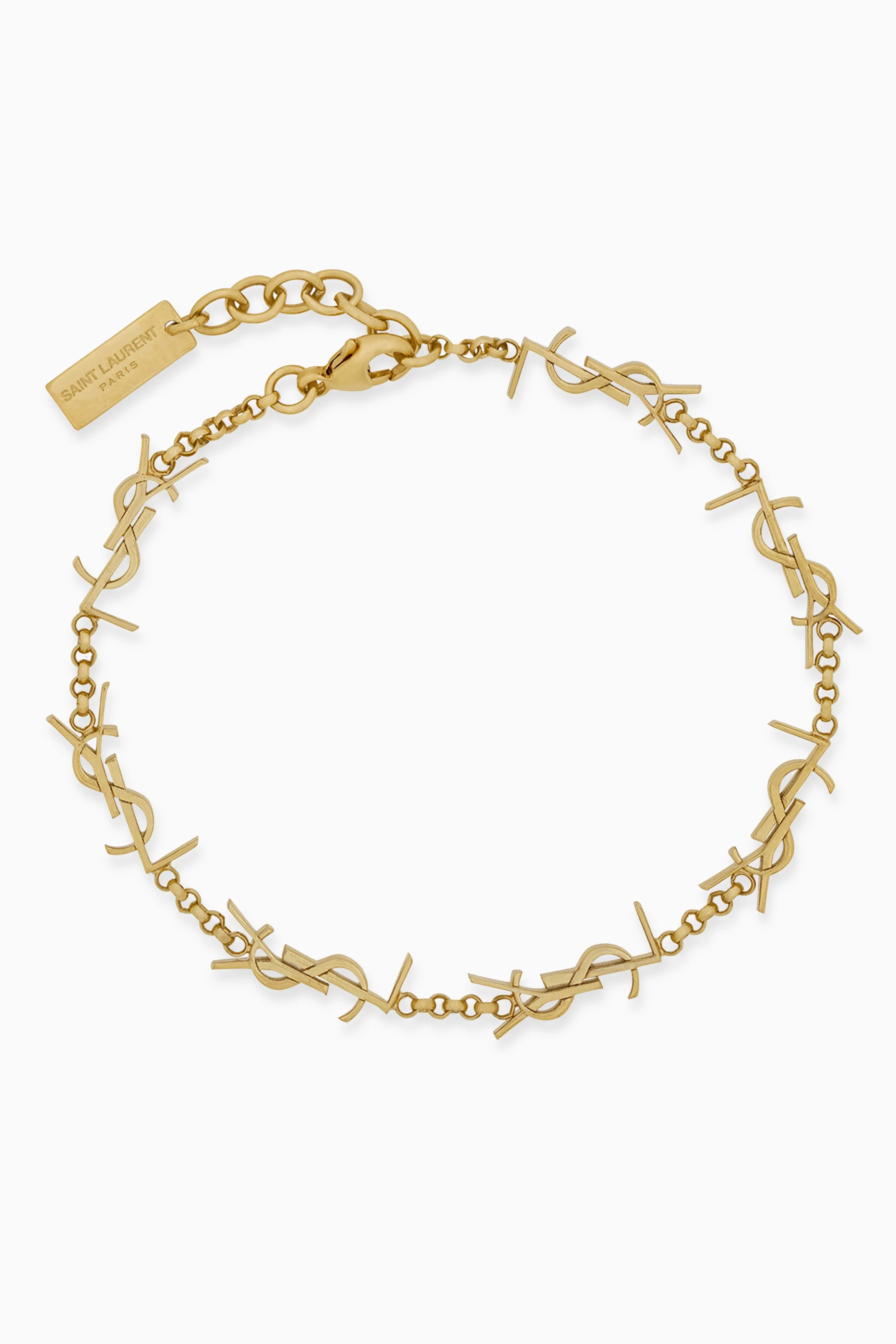 Saint laurent gold shop logo chain bracelet