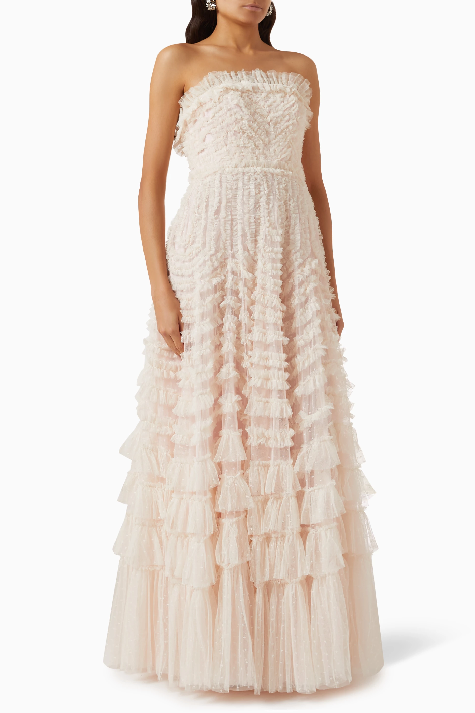 Marie tiered embellished tulle gown clearance
