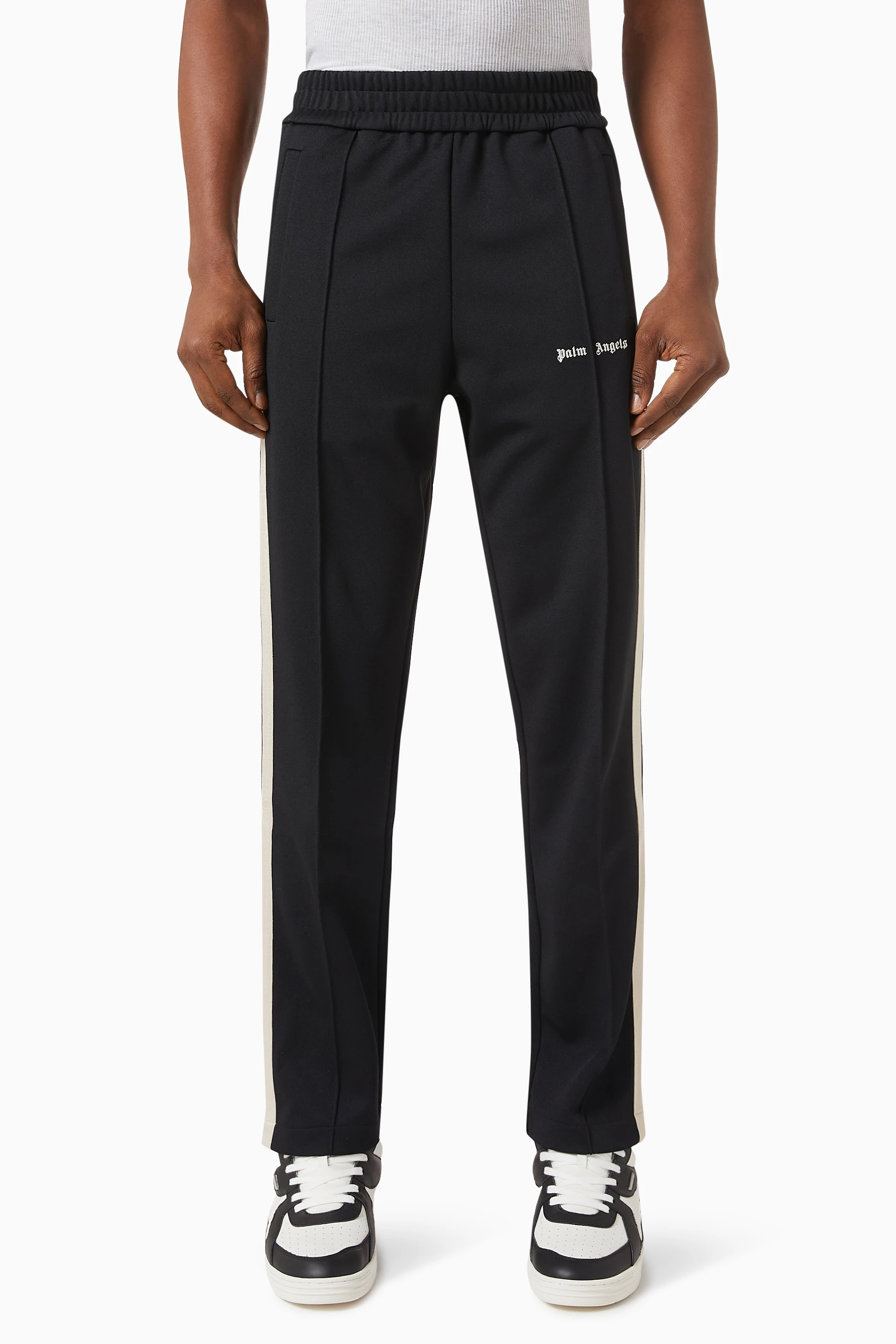 Buy Palm Angels Black New Classic Logo Track Pants in Nylon for