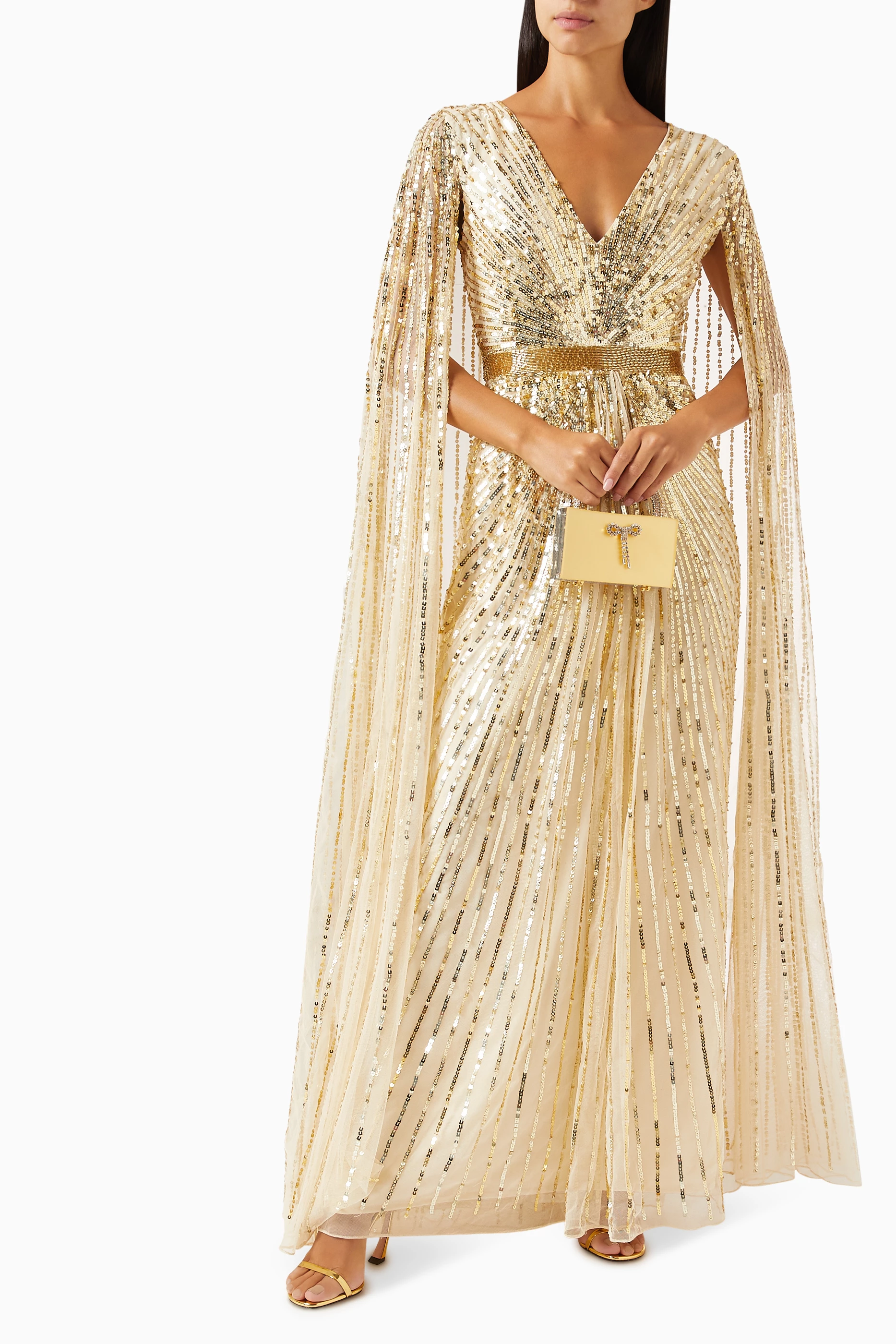 Long sequin cape sales