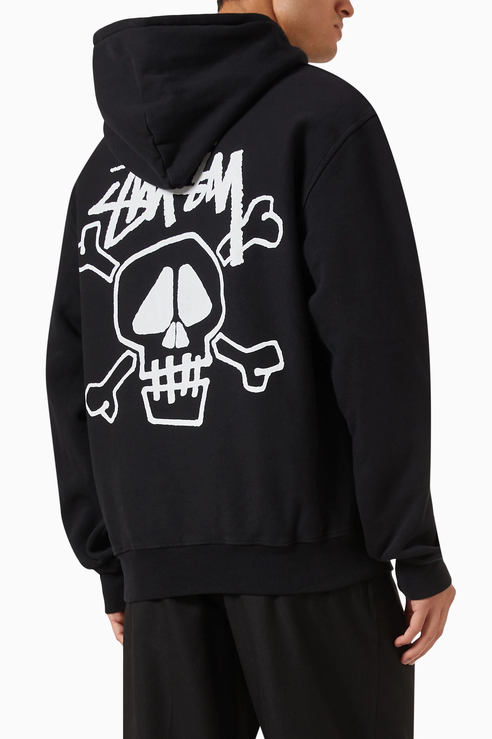 Stussy Skull Graphic Hoodie in White for Men