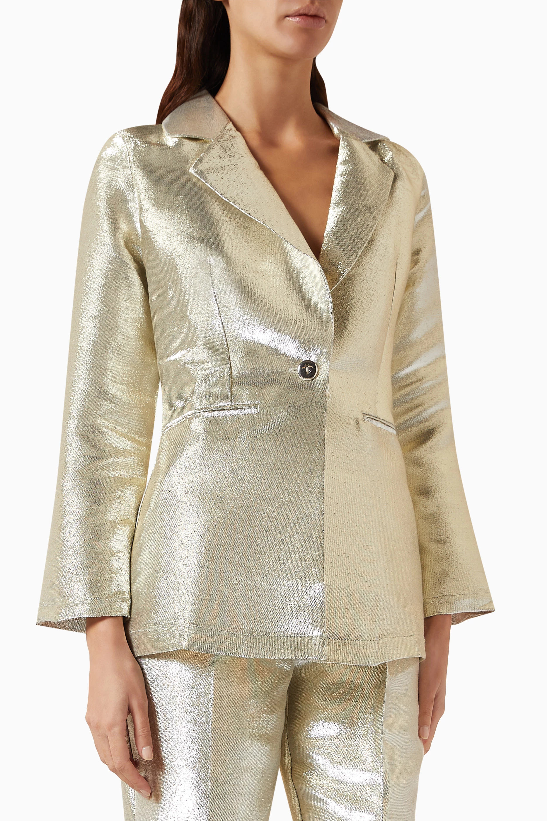 Metallic silver hotsell blazer womens