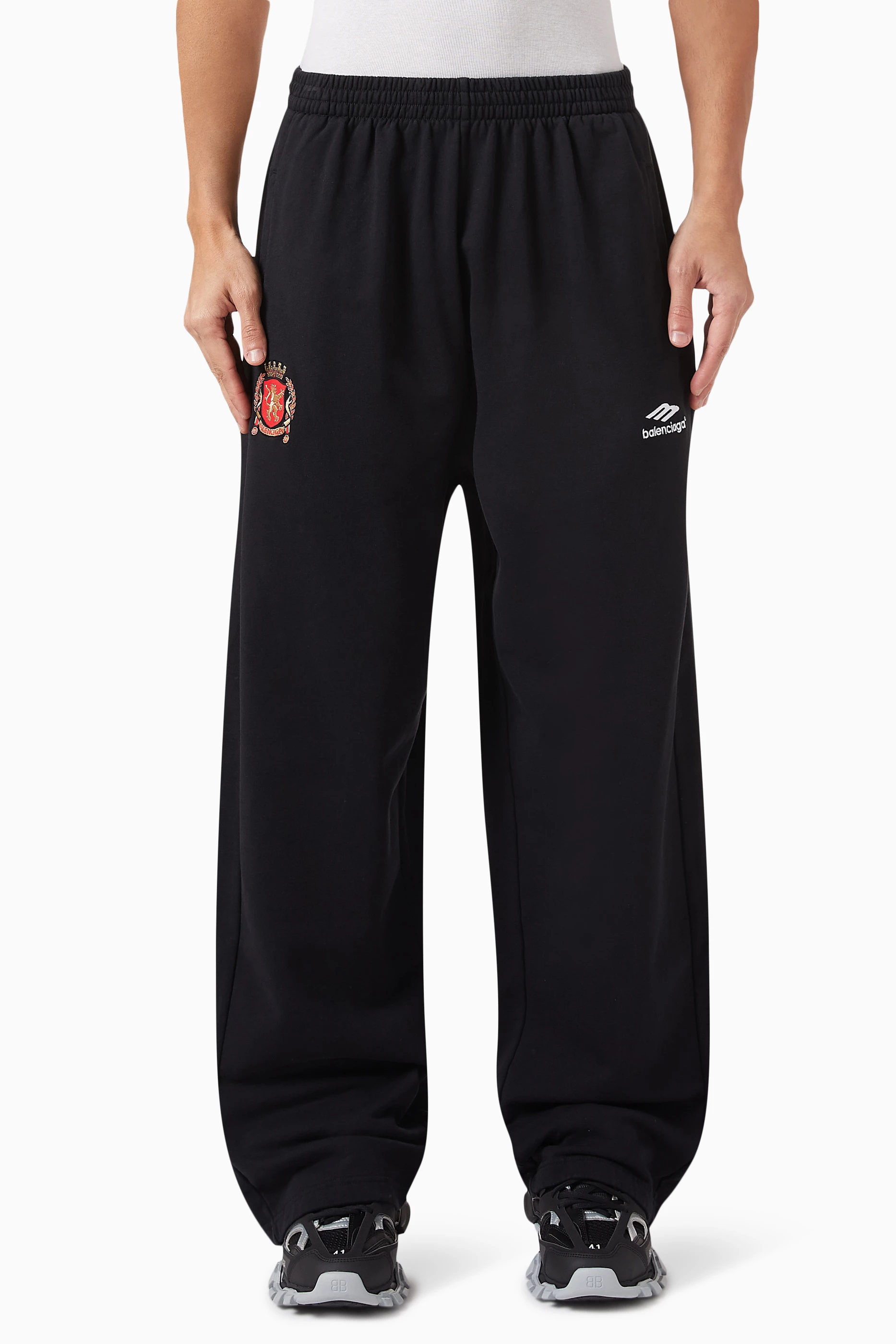 Buy Balenciaga Black Baggy Sweatpants in Heavy Fleece for Men in Kuwait