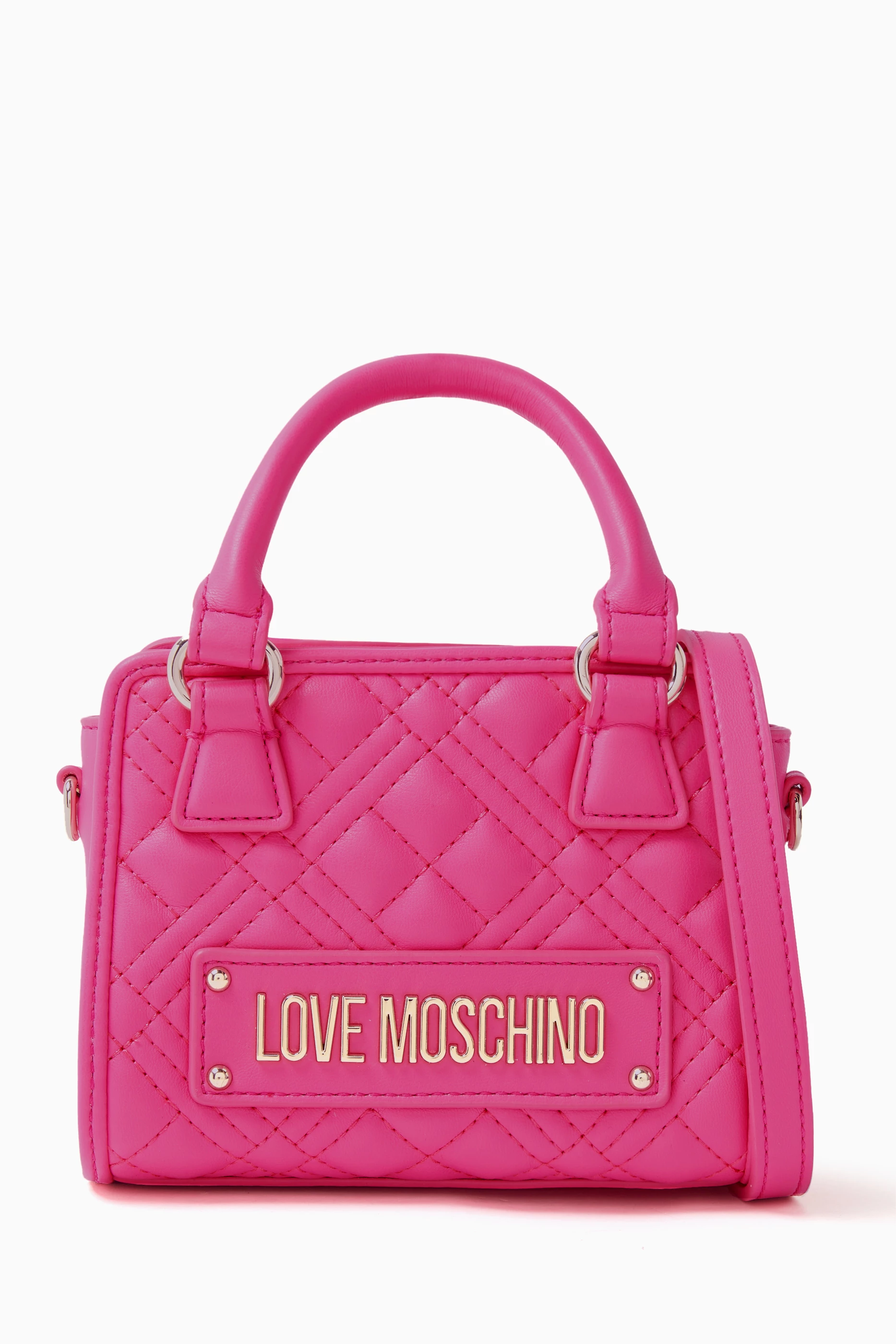 Buy Love Moschino Pink Mini Top Handle Bag in Quilted Faux Leather