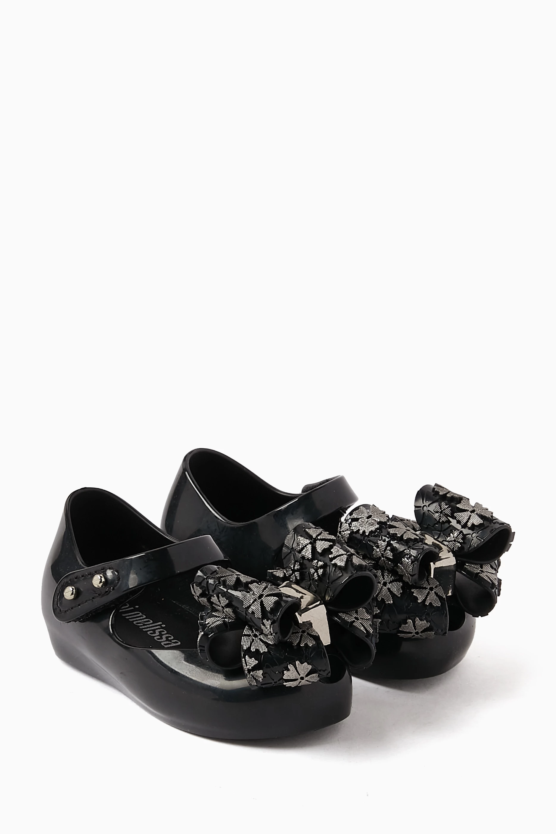 Buy Mini Melissa Black Bow Jelly Shoes in Melflex PVC for Girls